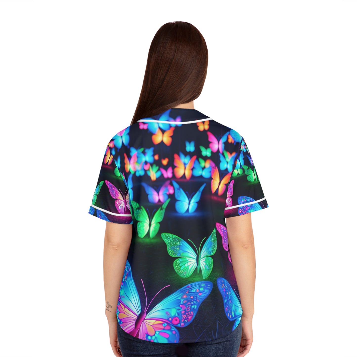 "Electric Flutter" Neon Butterflies Womans Jersey