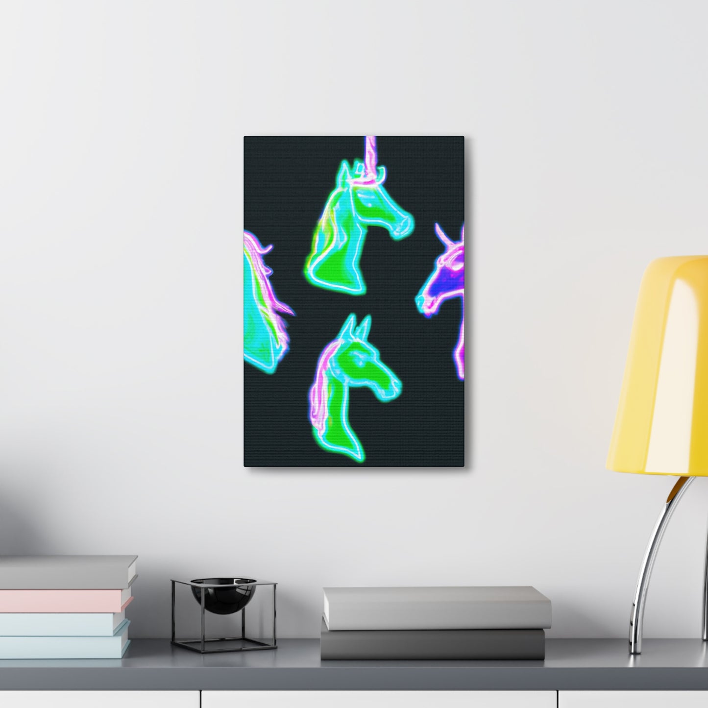 Vivid Nocturnal Unicorns. NEON Unicorns Art Canvas