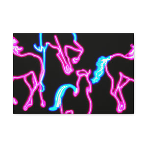 "Enchanted Fluorescence" NEON Unicorns Art Canvas