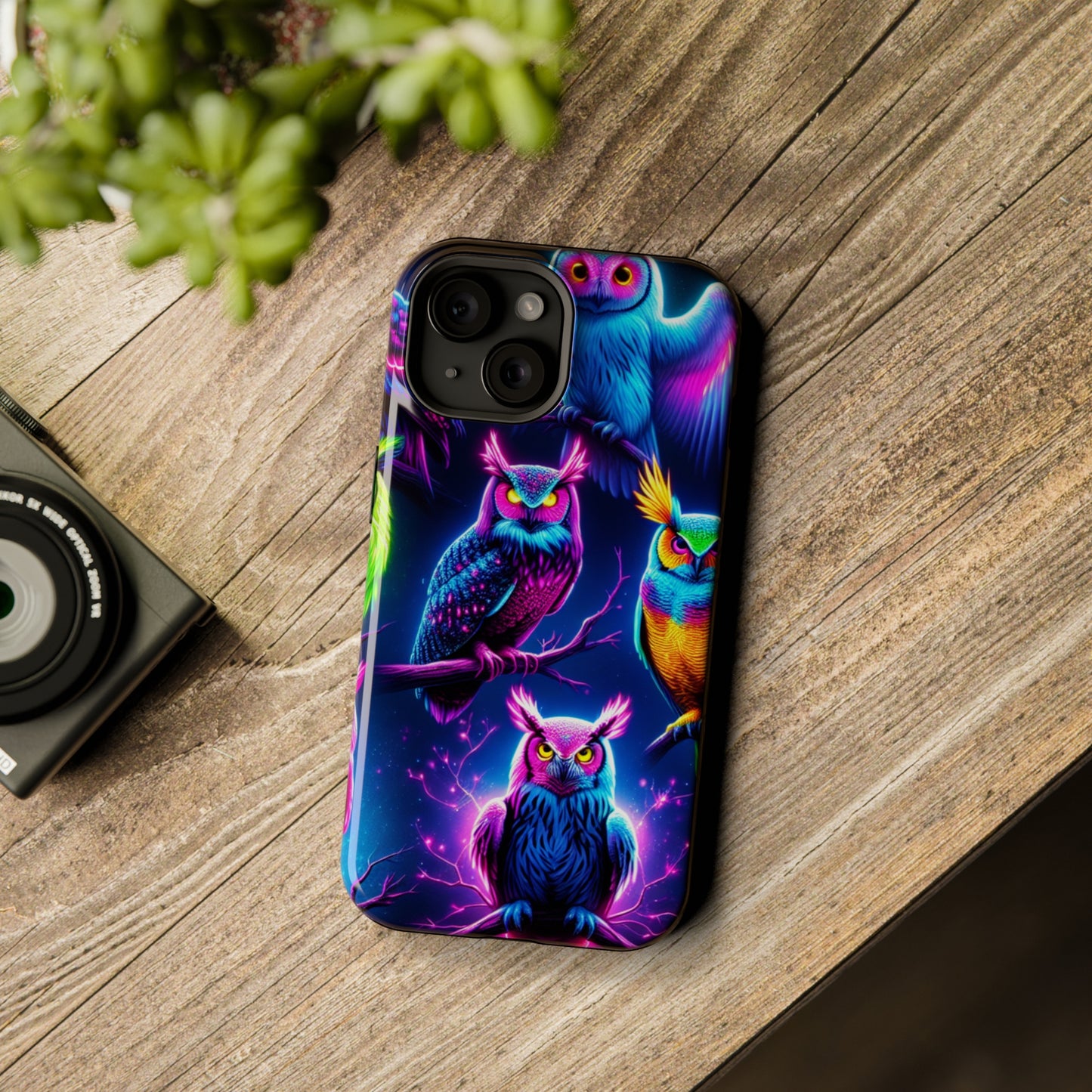 Neon Owlfection. Neon Owls Premium Art Magsafe Magnet Tough IPhone 13 14 15 Pro Plus Max and Mini in Matte and Glossy Phone cases