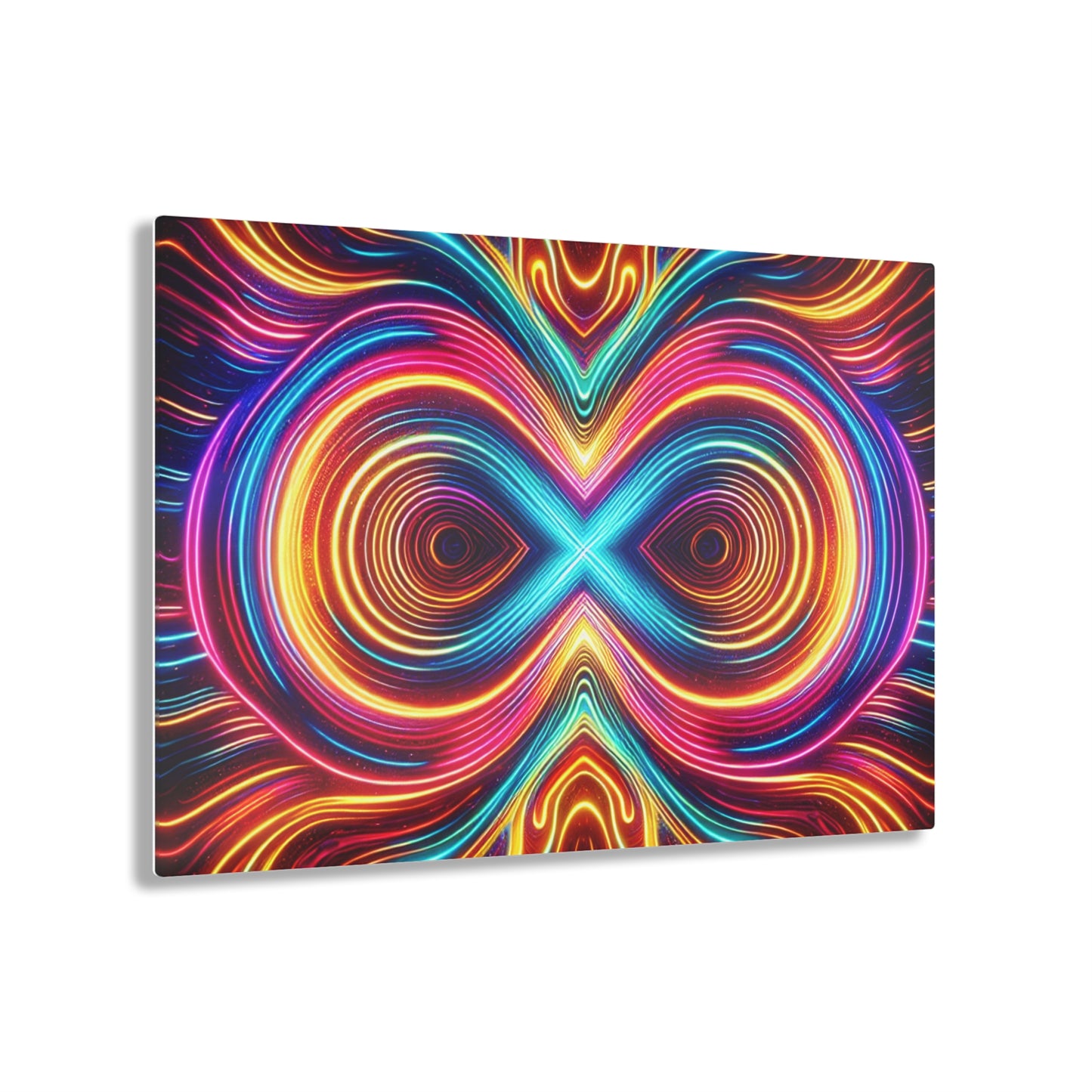 Neon Spiral Infinity Dreamscape. Trippy infity Pattern 1/4" Glossy Acrylic Art