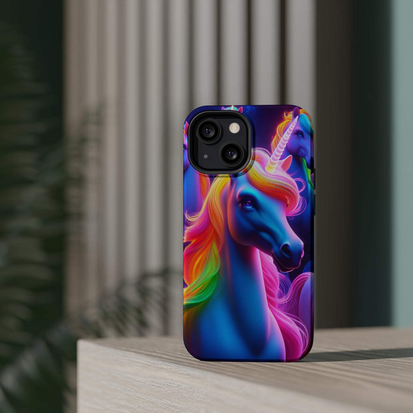 Neon Nighthorn Pride Neon Unicorns Premium Art Magsafe Magnet Tough IPhone 13 14 15 Pro Plus Max and Mini in Matte and Glossy Phone cases