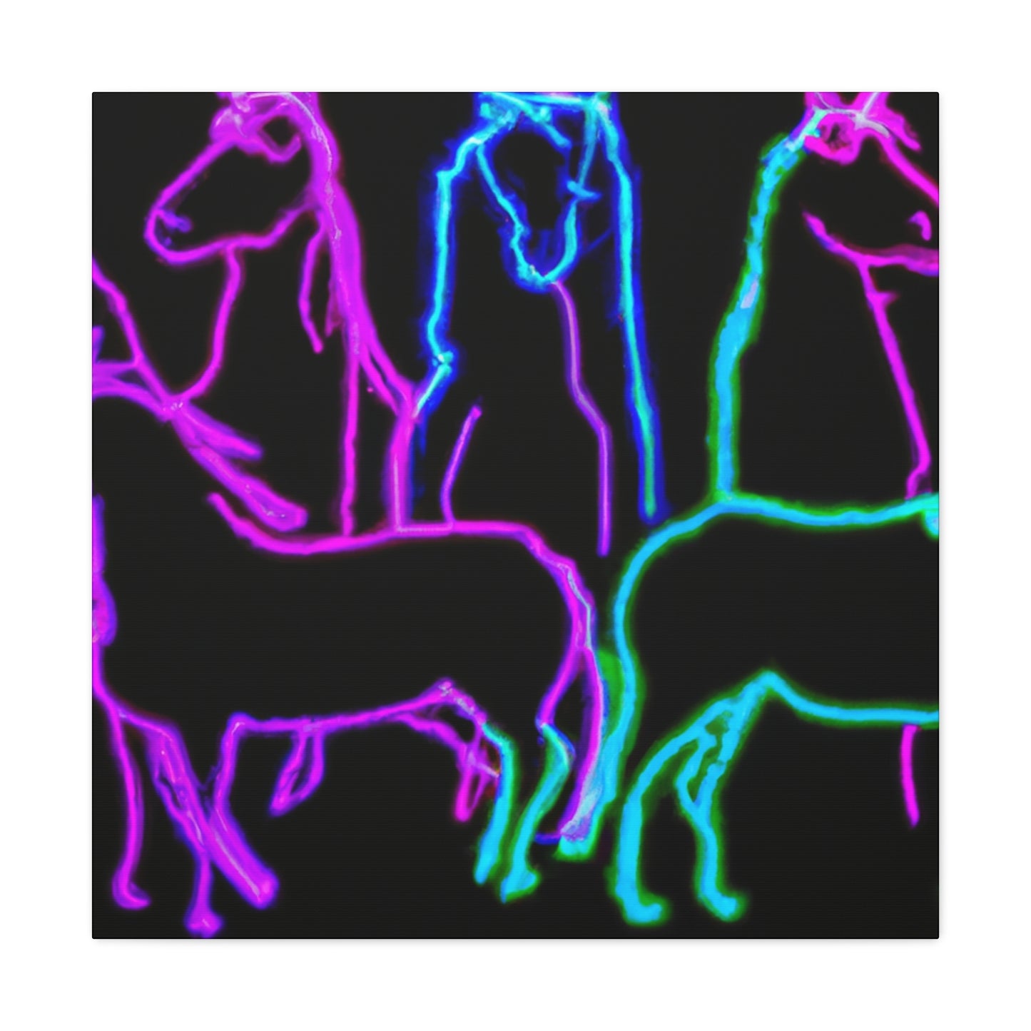 Vibrant Neon Unicornscape. NEON Unicorns Art Canvas