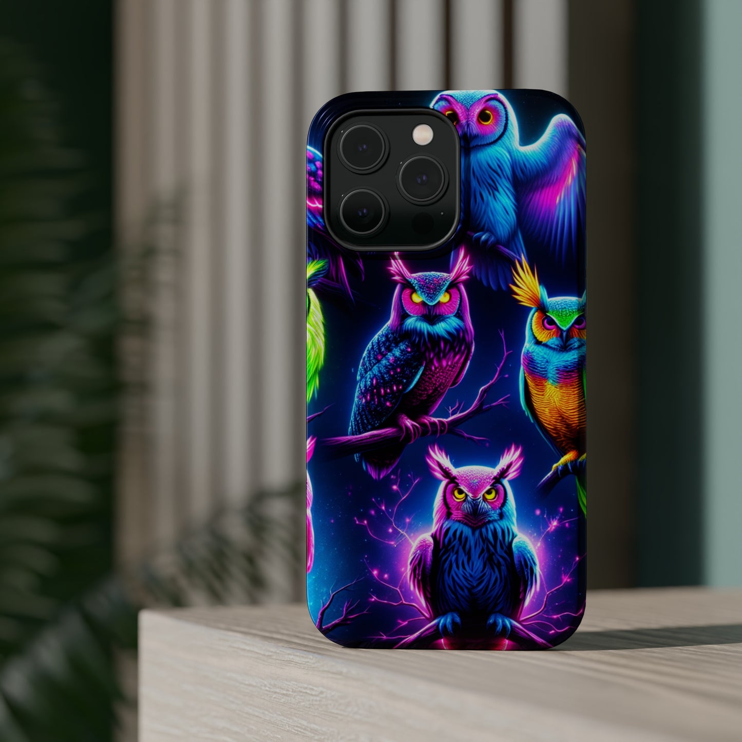 Neon Owlfection. Neon Owls Premium Art Magsafe Magnet Tough IPhone 13 14 15 Pro Plus Max and Mini in Matte and Glossy Phone cases