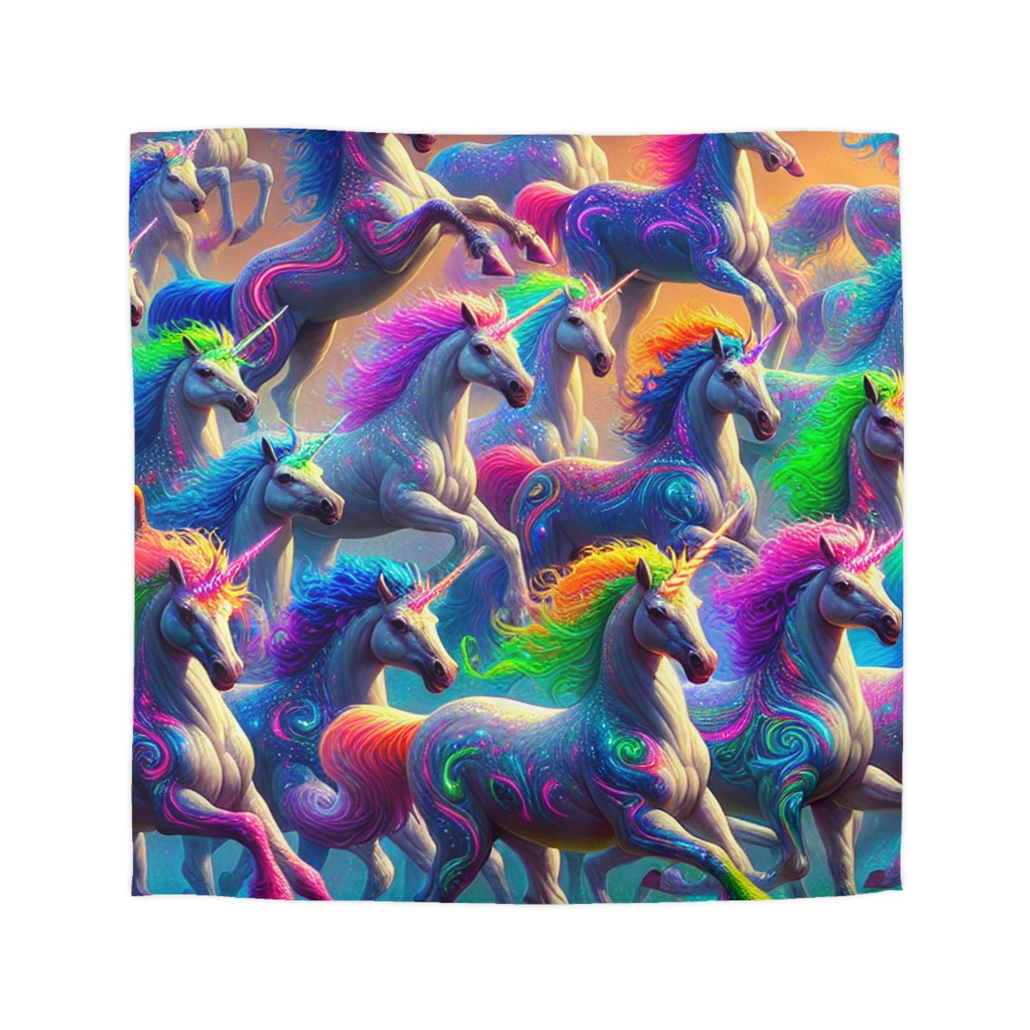 Pietro Romano - NEON Unicorns Microfiber Duvet Cover