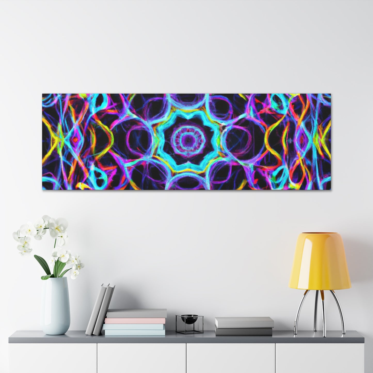 Neon Infinity Voyage. Trippy Infinity Patterns Art Canvas