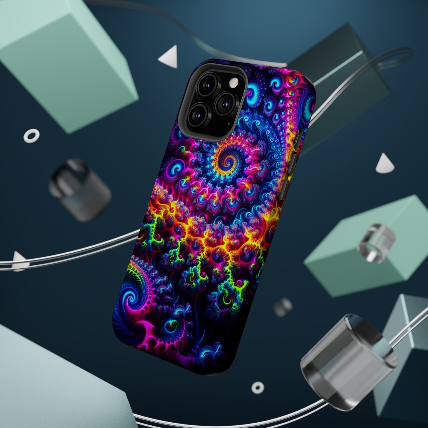 Twilight Infinyscape Neon Trippy Infinity Patterns Premium Art Magsafe Magnet Tough IPhone 13 14 15 Pro Plus Max and Mini in Matte and Glossy Phone cases