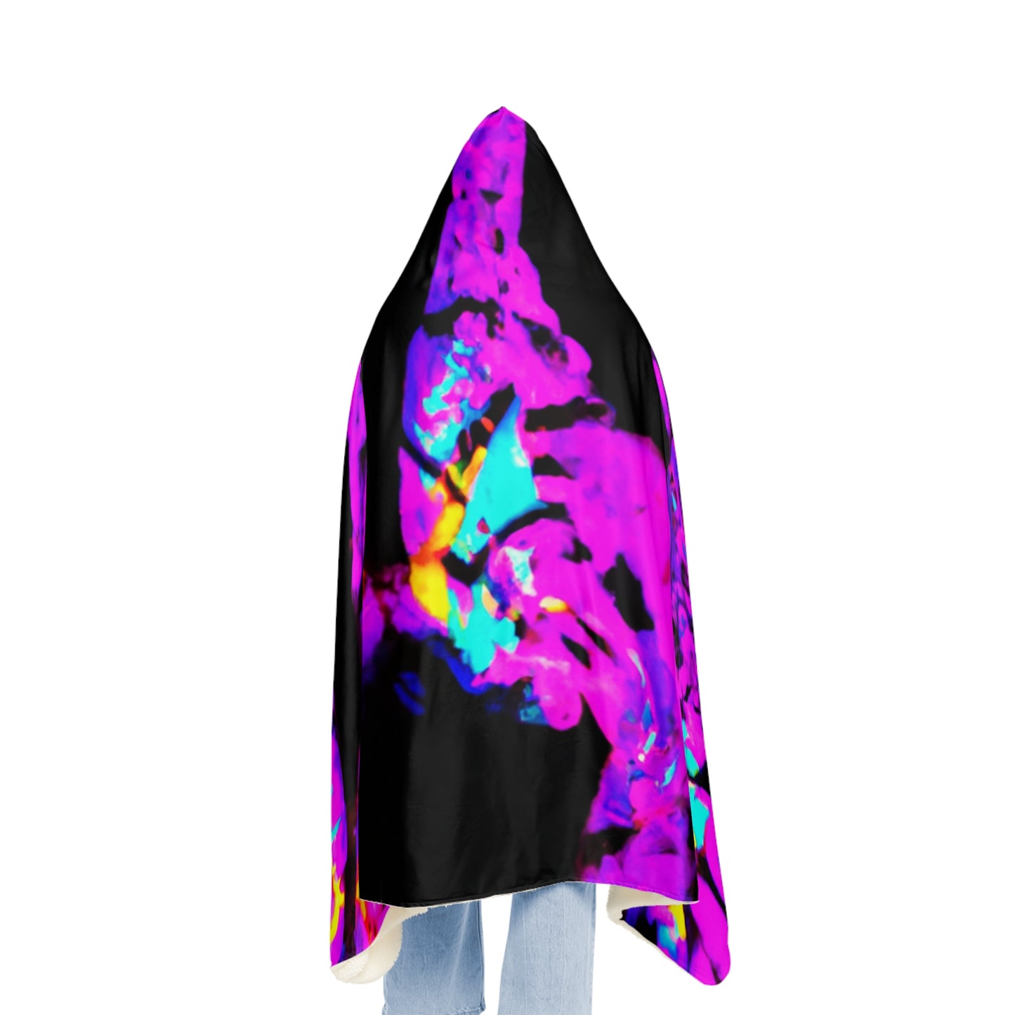 "Butterfly Carnival" - NEON Butterflies Art Hooded Snuggle Blanket