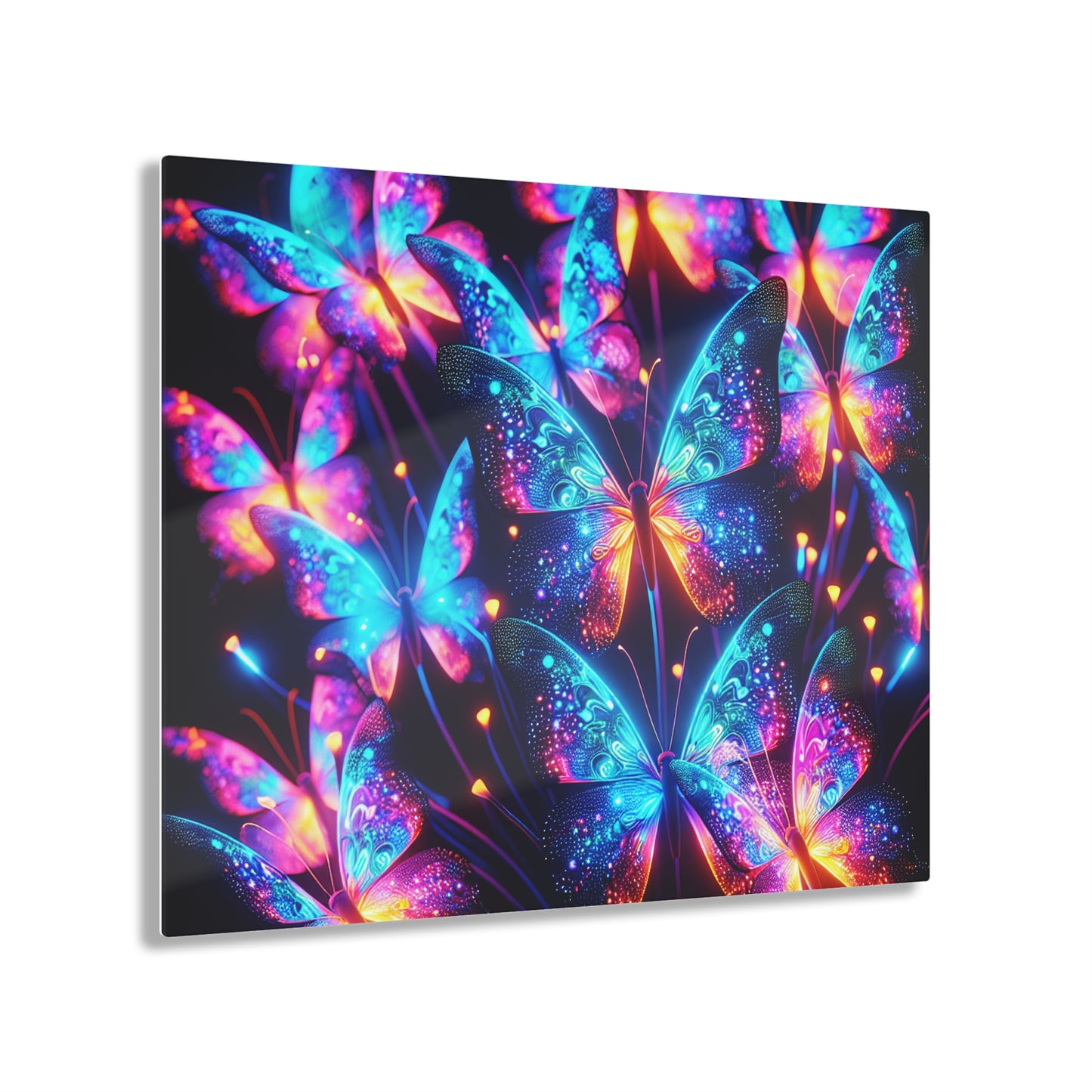 "Neon Butterflies in Flight" NEON Butterflies Art 1/4" Glossy Acrylic Art