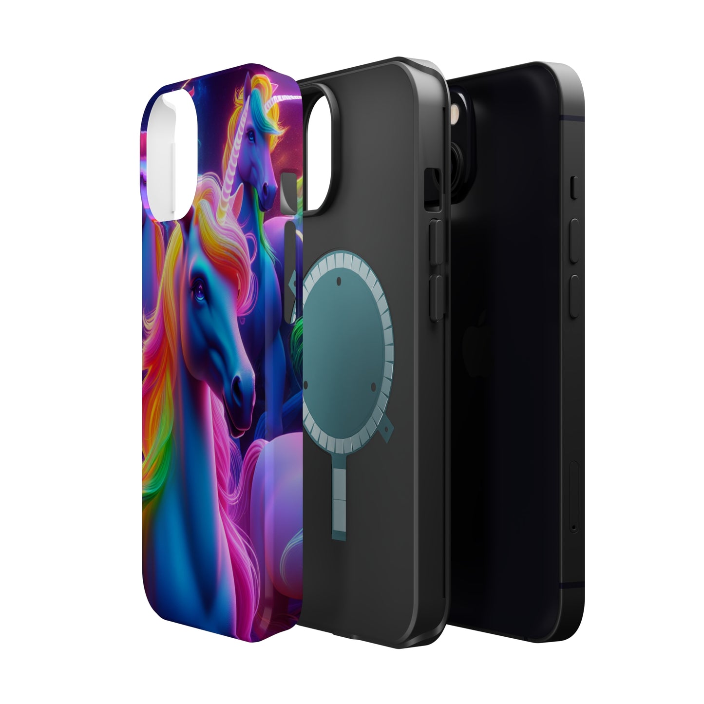 Neon Nighthorn Pride Neon Unicorns Premium Art Magsafe Magnet Tough IPhone 13 14 15 Pro Plus Max and Mini in Matte and Glossy Phone cases