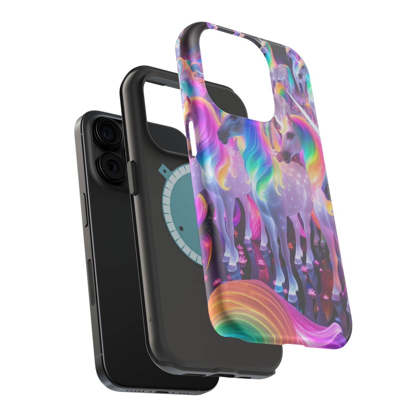 Neon Wonderland Unicorns Neon Unicorns Premium Art Magsafe Magnet Tough IPhone 13 14 15 Pro Plus Max and Mini in Matte and Glossy Phone cases