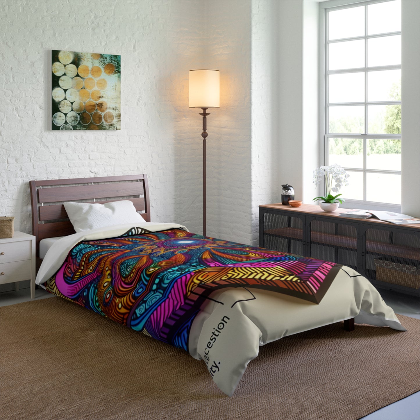 Vibrant Neon Aquascape Infinity Trippy Infinity Patterns Comforter Blanket