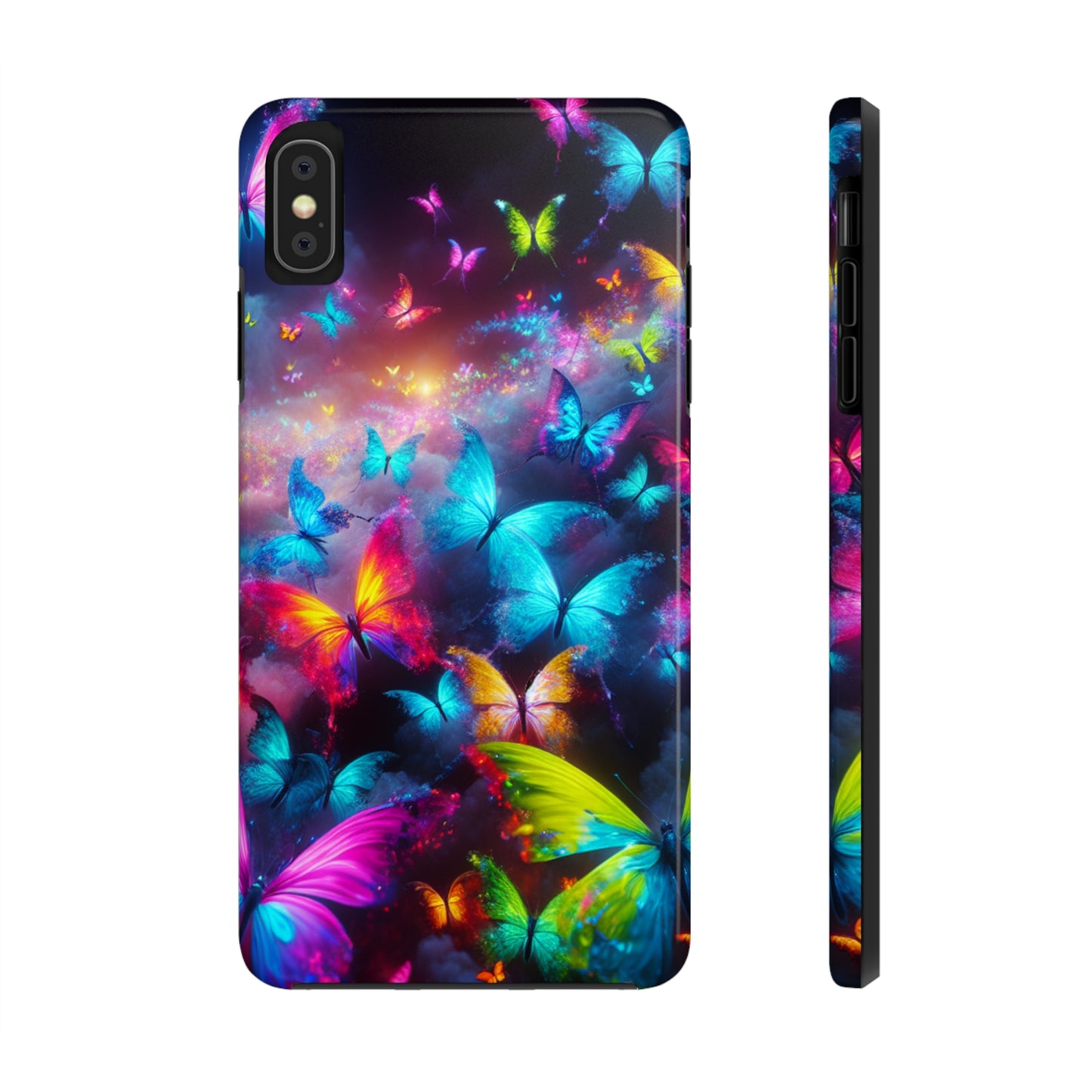 "Neon Flutterings" NEON Butterflies Tough Phone Case Iphone 7 8 9 10 11 12 13 14 SE X XR XS Pro Max Mini Plus