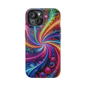 Infinite Neon Ravelry. Neon Trippy Infinity Patterns Premium Art Magsafe Magnet Tough IPhone 13 14 15 Pro Plus Max and Mini in Matte and Glossy Phone cases