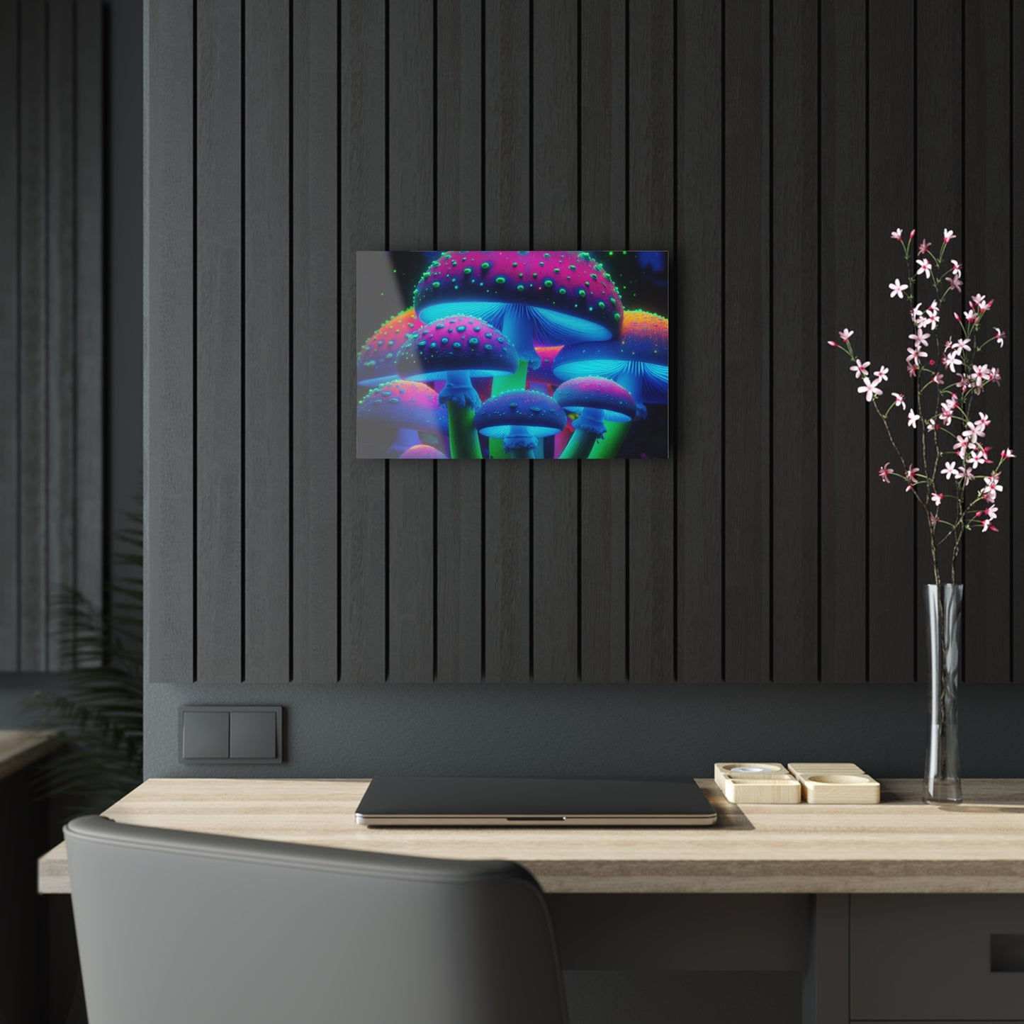 Neon Fungi Flourish. Mushrooms 1/4" Glossy Acrylic Art