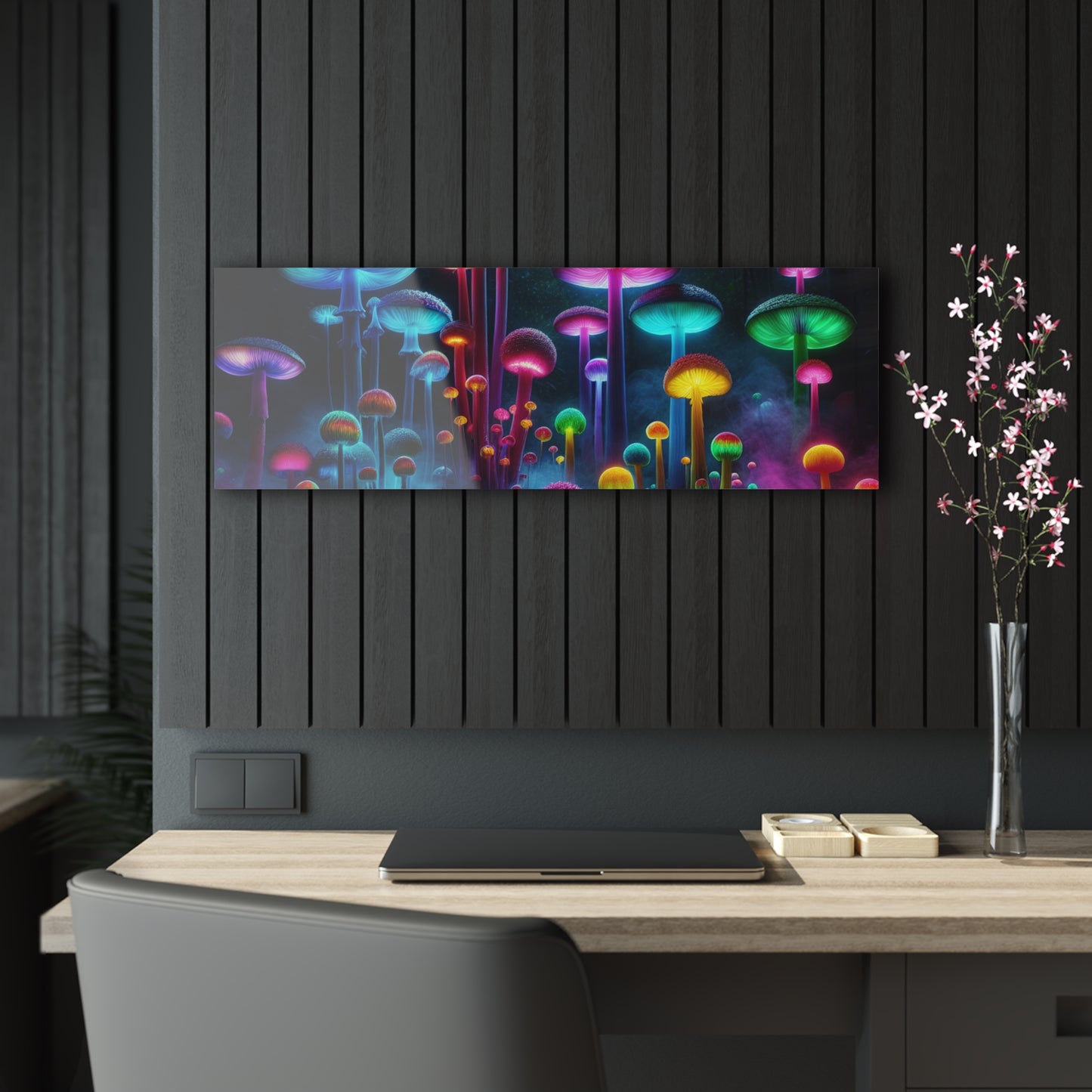 Neon Fungal Fusion. Mushrooms 1/4" Glossy Acrylic Art