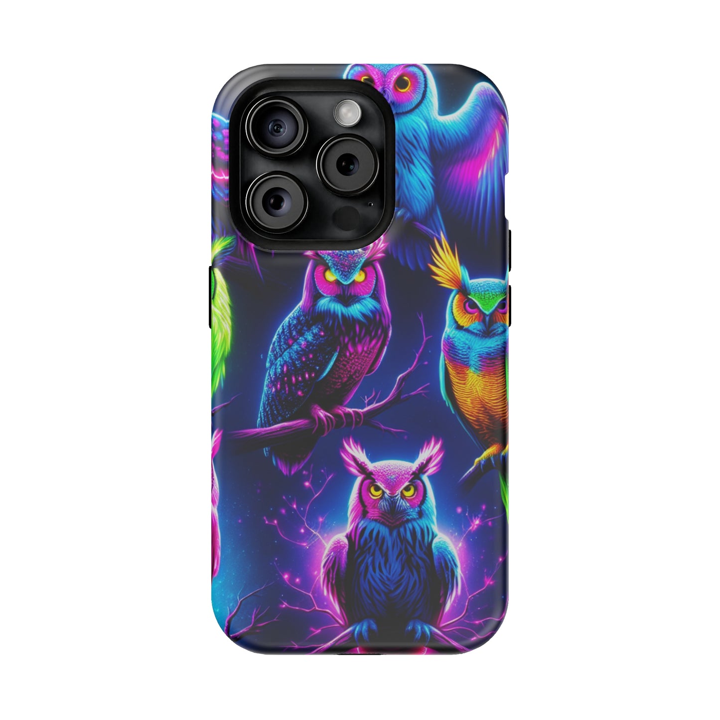 Neon Owlfection. Neon Owls Premium Art Magsafe Magnet Tough IPhone 13 14 15 Pro Plus Max and Mini in Matte and Glossy Phone cases