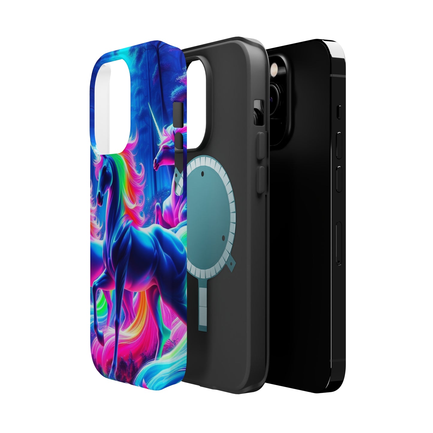 NeonNocturnals Neon Unicorns Premium Art Magsafe Magnet Tough IPhone 13 14 15 Pro Plus Max and Mini in Matte and Glossy Phone cases