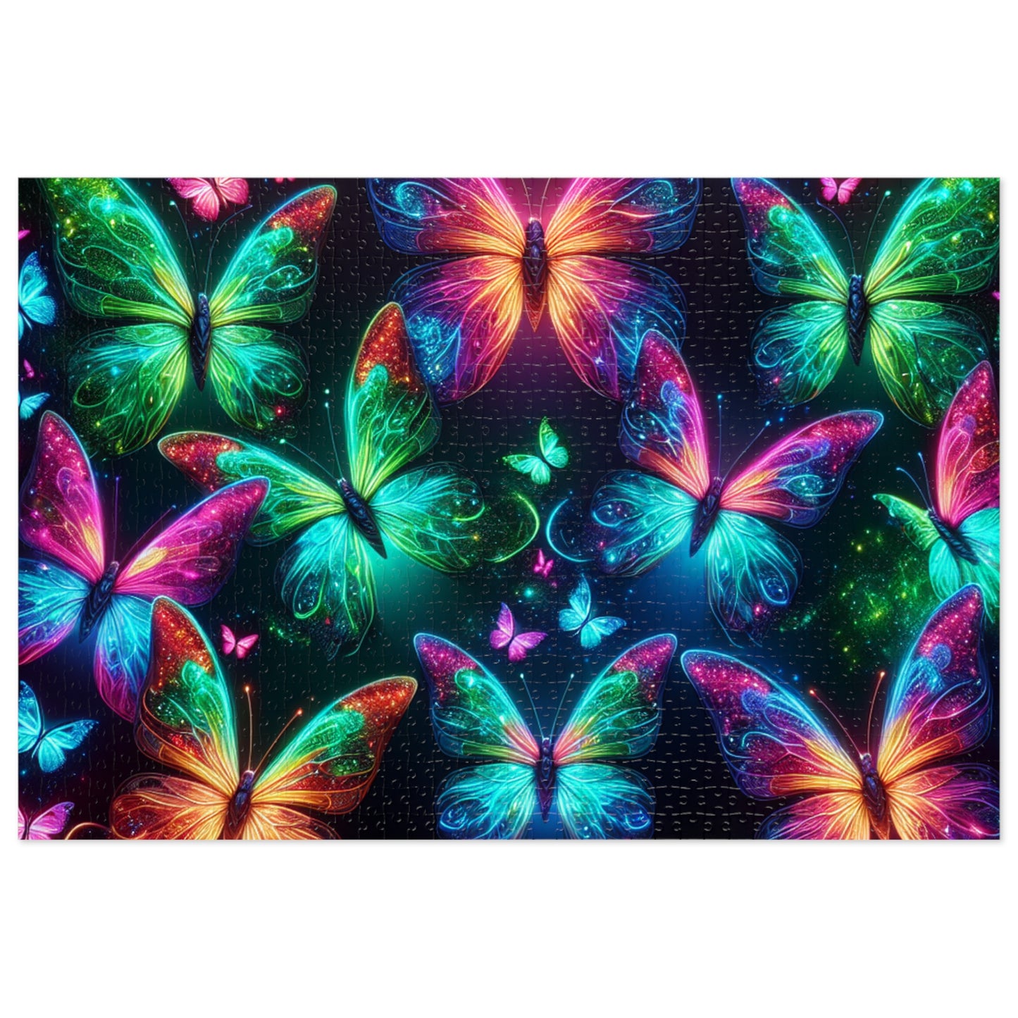 Neon Flutter. - Neon Butterflies Puzzle30, 110, 252, and 1000 Pieces