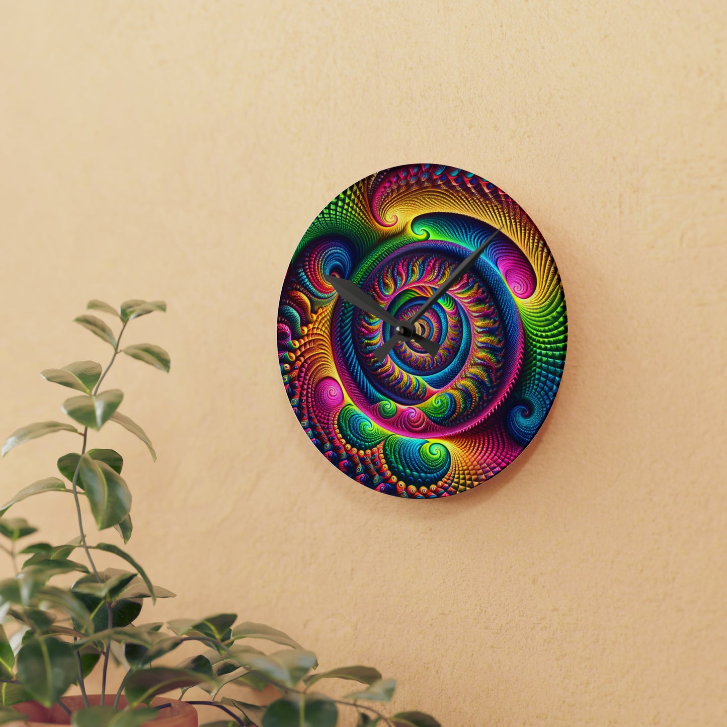 Reflective Neon Odyssey Infinity Patterns Art Acrylic Clock