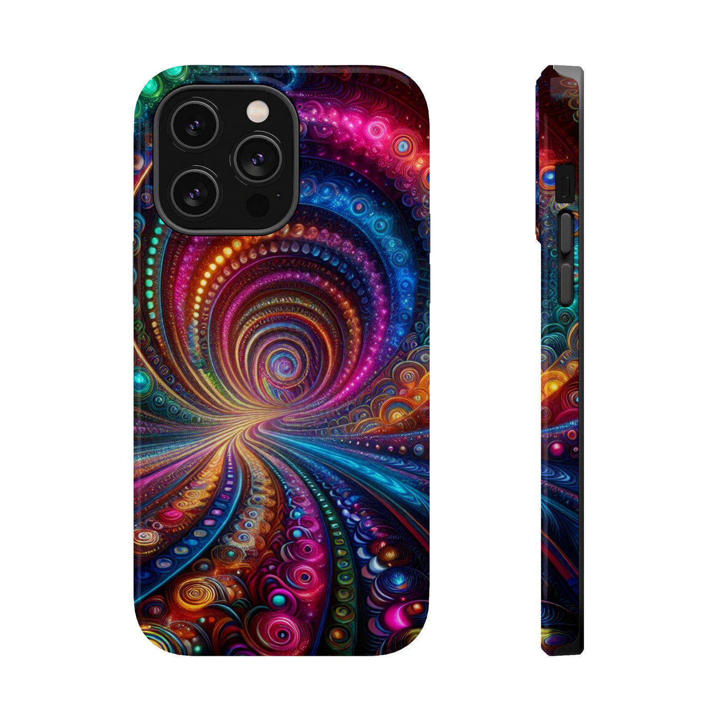 Neon Eternal Infinity Oasis. Neon Trippy Infinity Patterns Premium Art Magsafe Magnet Tough IPhone 13 14 15 Pro Plus Max and Mini in Matte and Glossy Phone cases