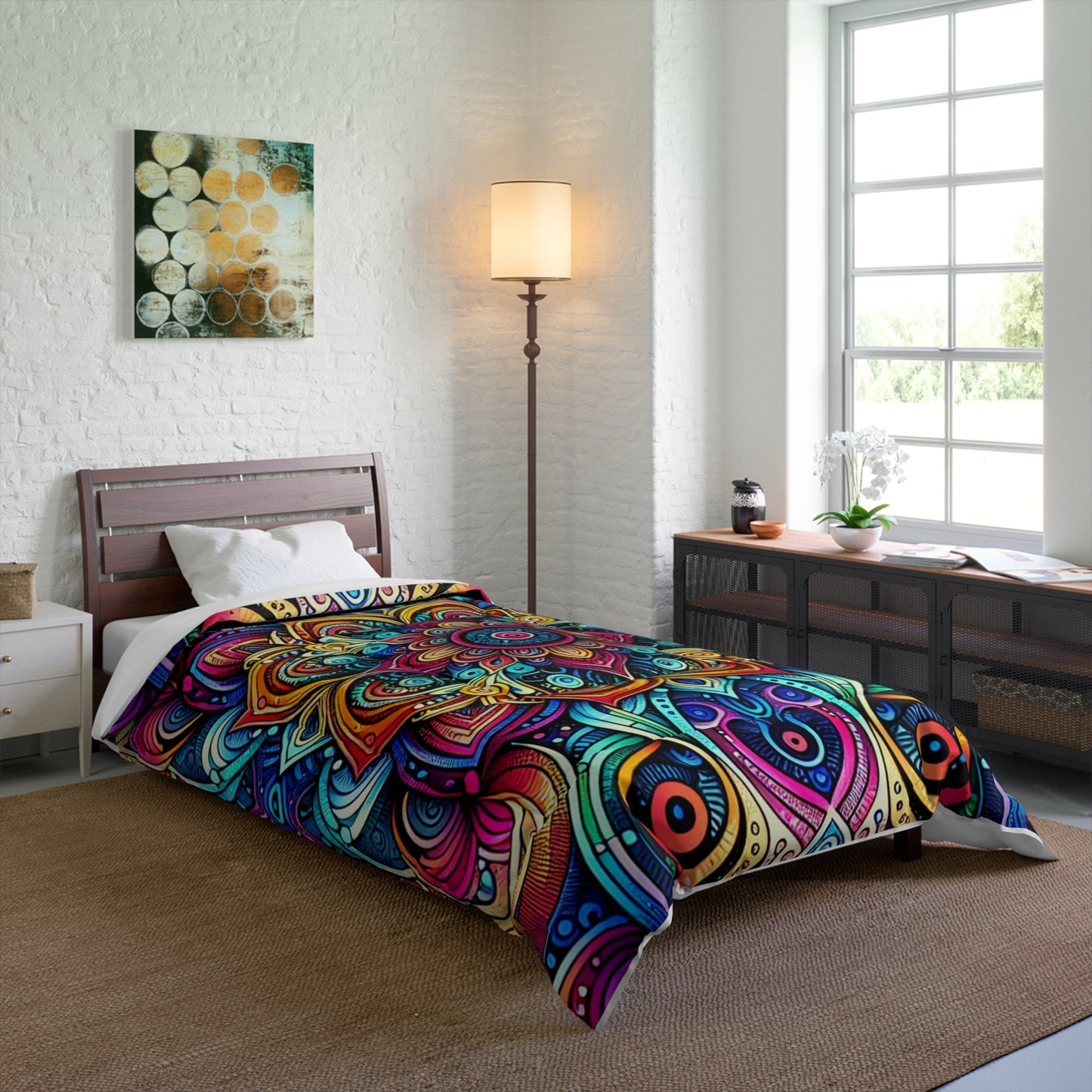 Neon Insanity Maze. Trippy Infinity Patterns Comforter Blanket
