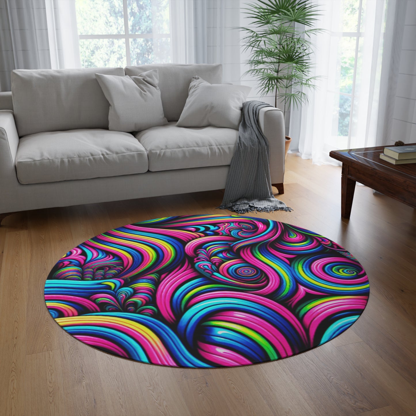 Neon Infinity Ecstasy Infinity Patterns Round Rug