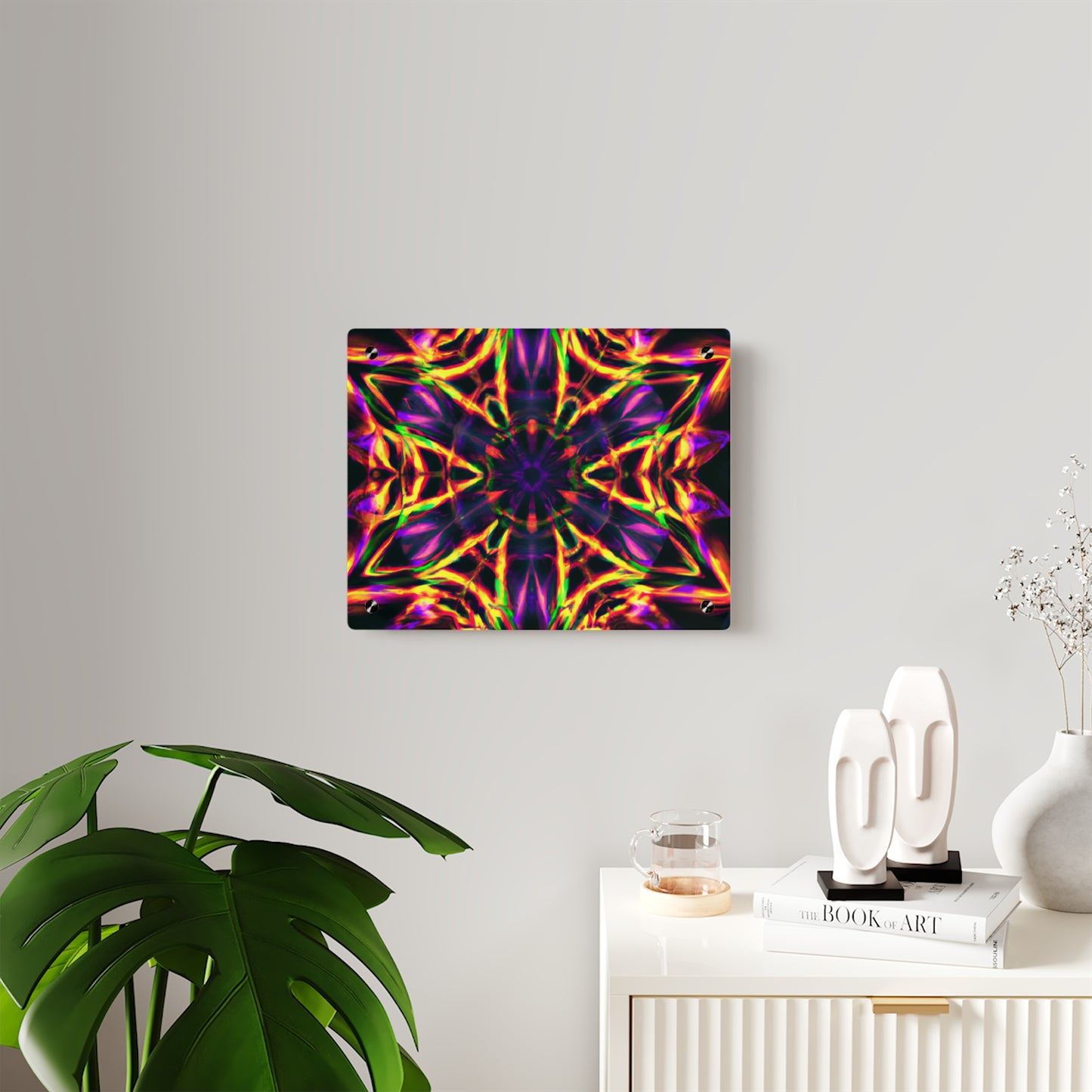 Neon Ascension. Trippy Infinity Patterns Acrylic Art Panel