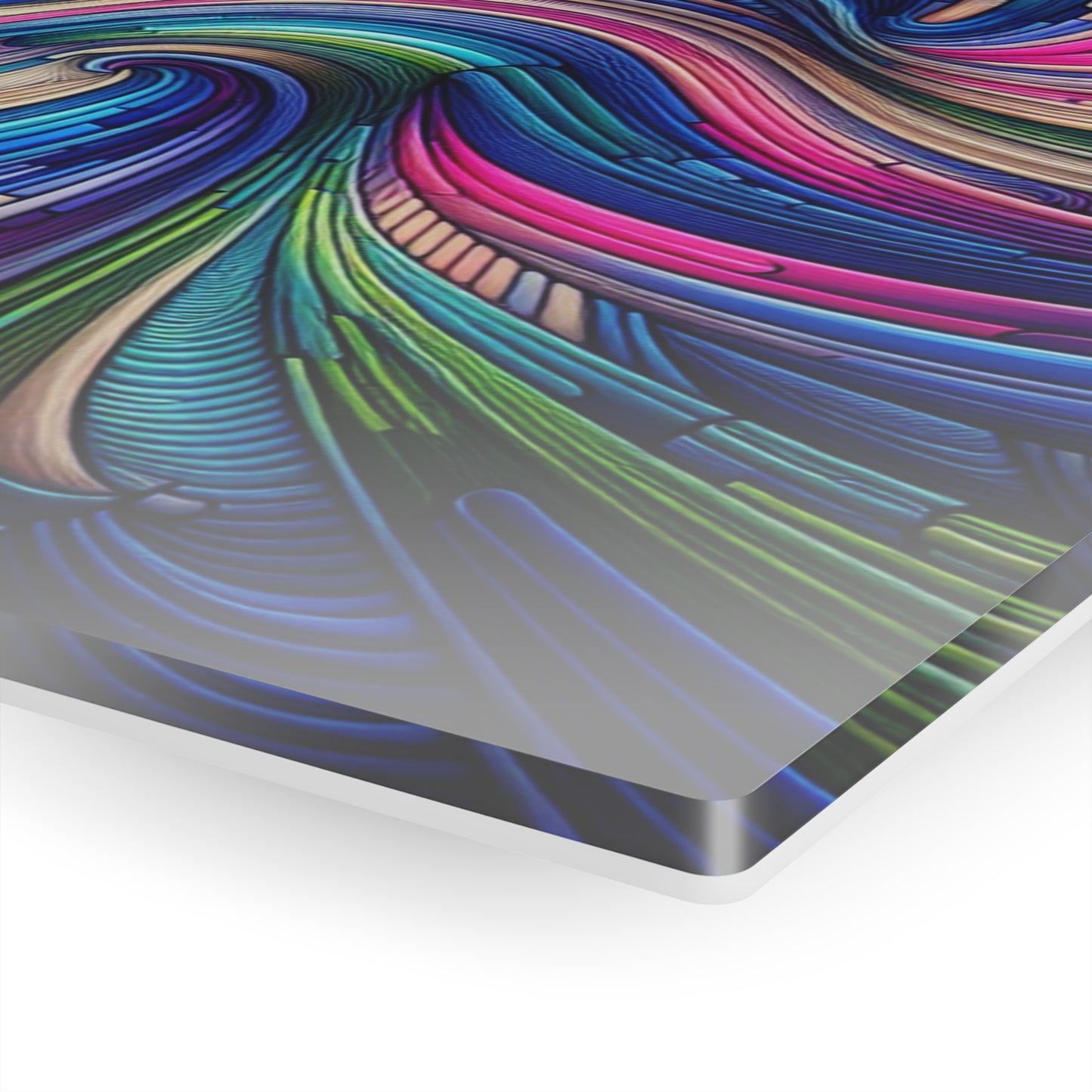 "Infinite Parallax of Neon Hues" Trippy infinity Pattern 1/4" Glossy Acrylic Art
