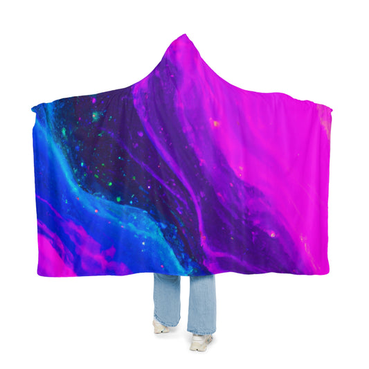 "Neon Splatter Maze" - NEON Infinity Patterns Art Hooded Snuggle Blanket