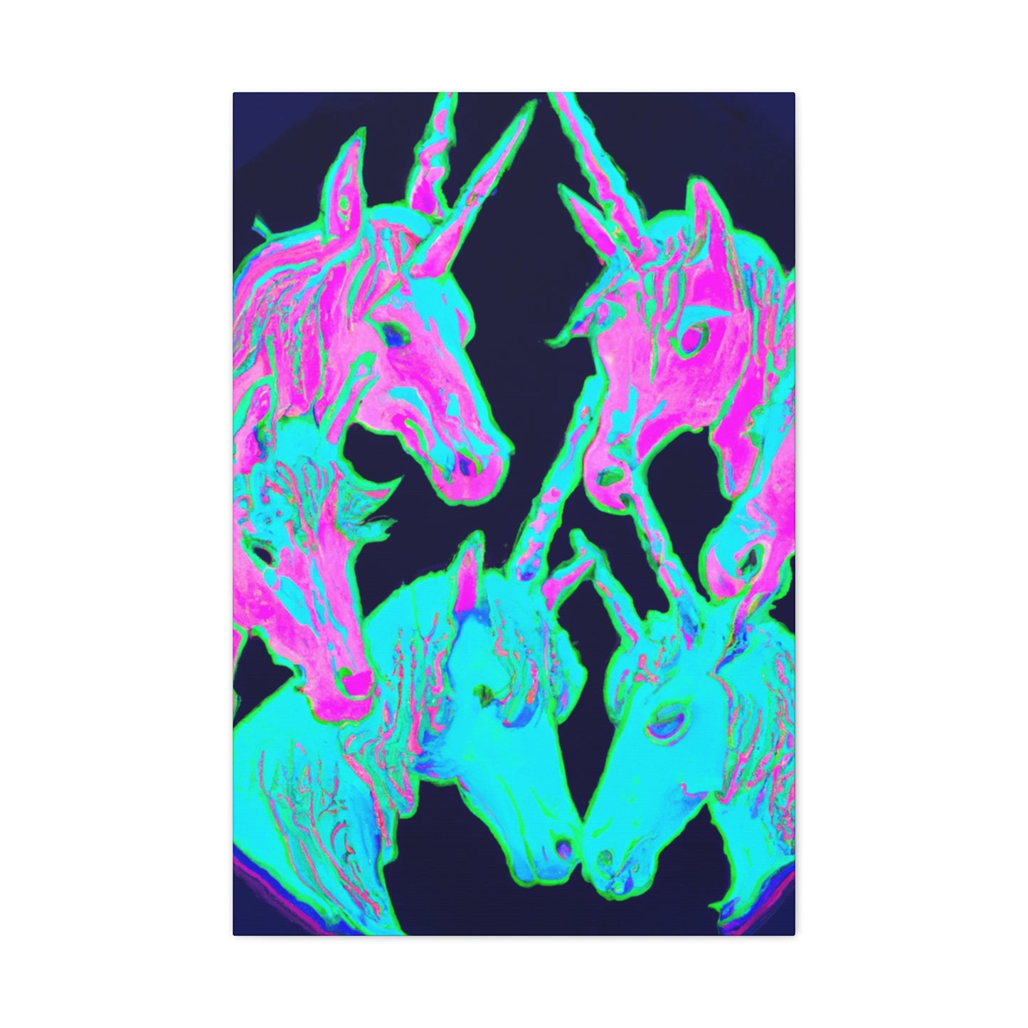 Neon Rainbow Herd NEON Unicorns Art Canvas