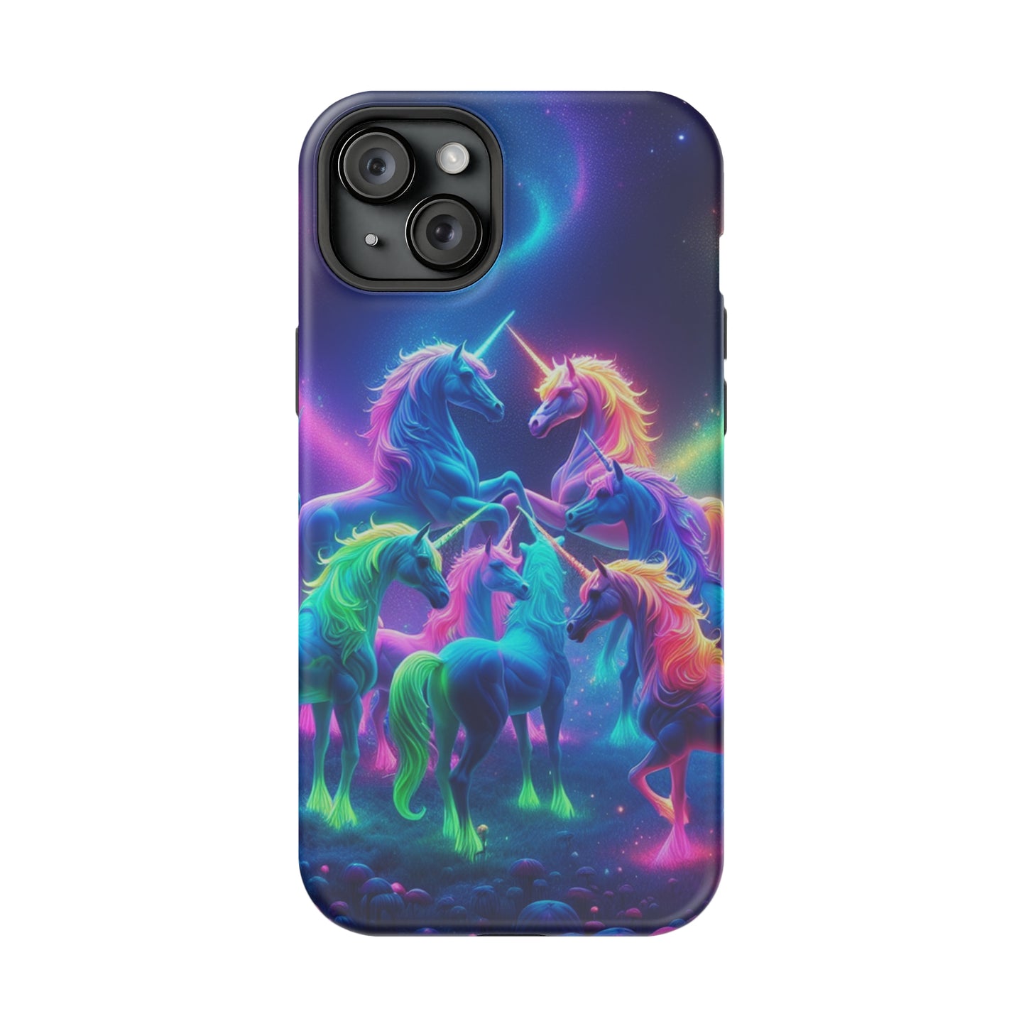 Neon Spectacle of Unicorns Neon Unicorns Premium Art Magsafe Magnet Tough IPhone 13 14 15 Pro Plus Max and Mini in Matte and Glossy Phone cases