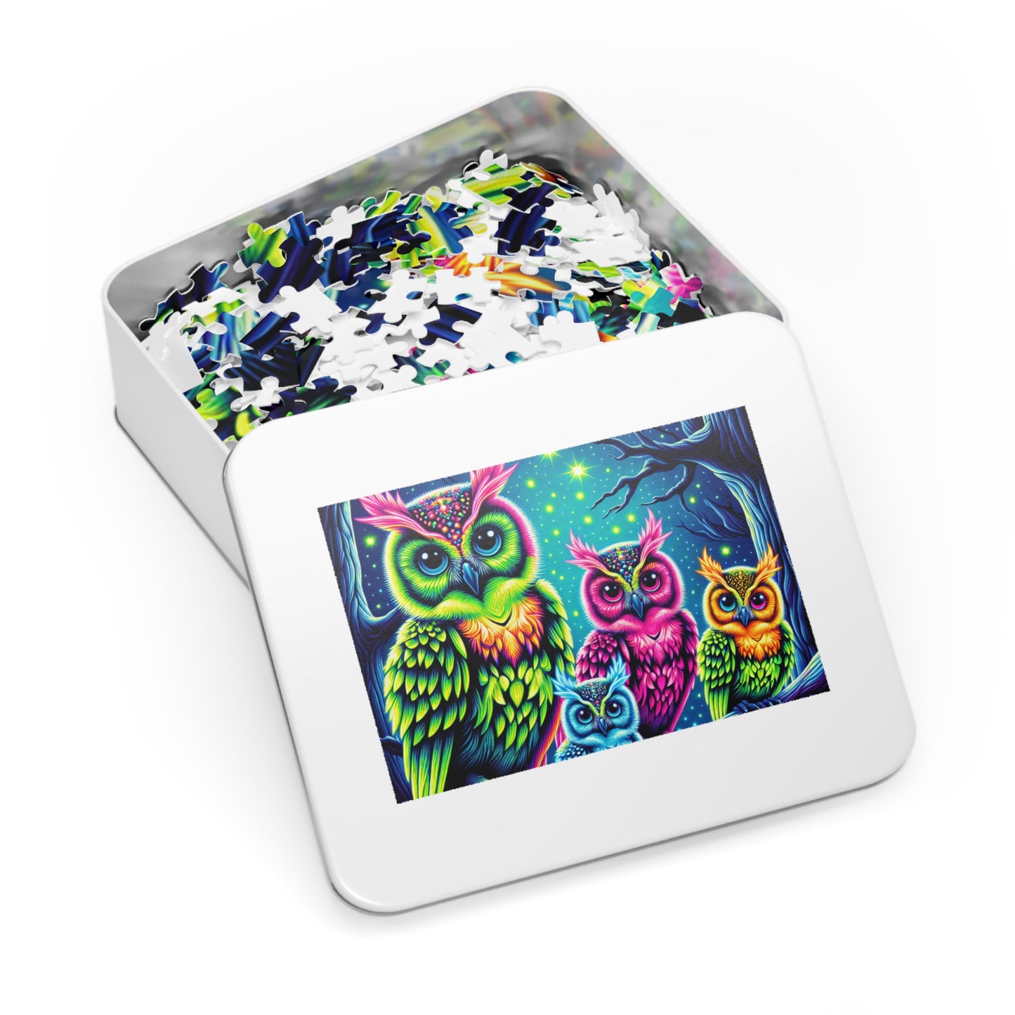 Vibrant Neon Owls - Neon Owls Puzzle 30, 110, 252, and 1000 Pieces