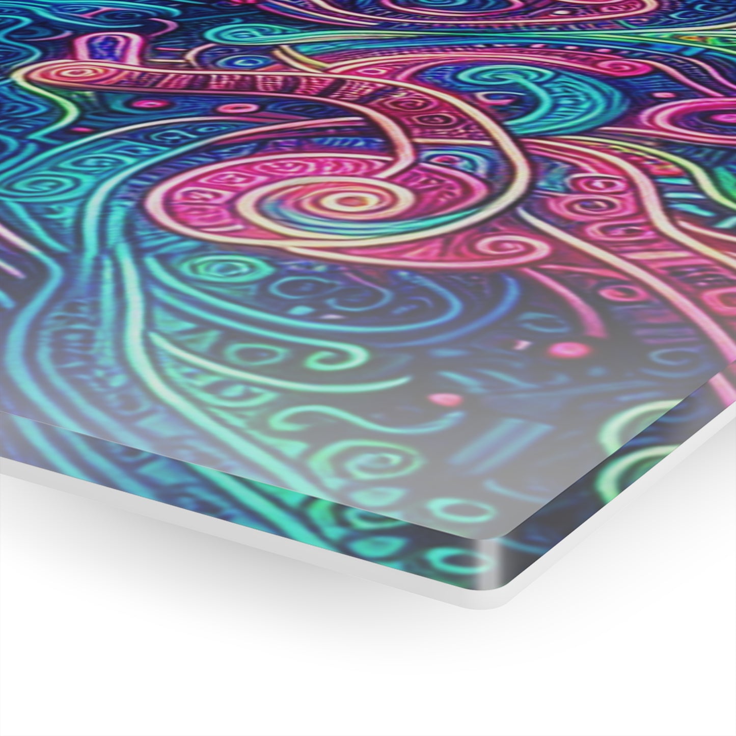 Infinite Tilted Prismatic Neon Transcendence. Trippy infity Pattern 1/4" Glossy Acrylic Art