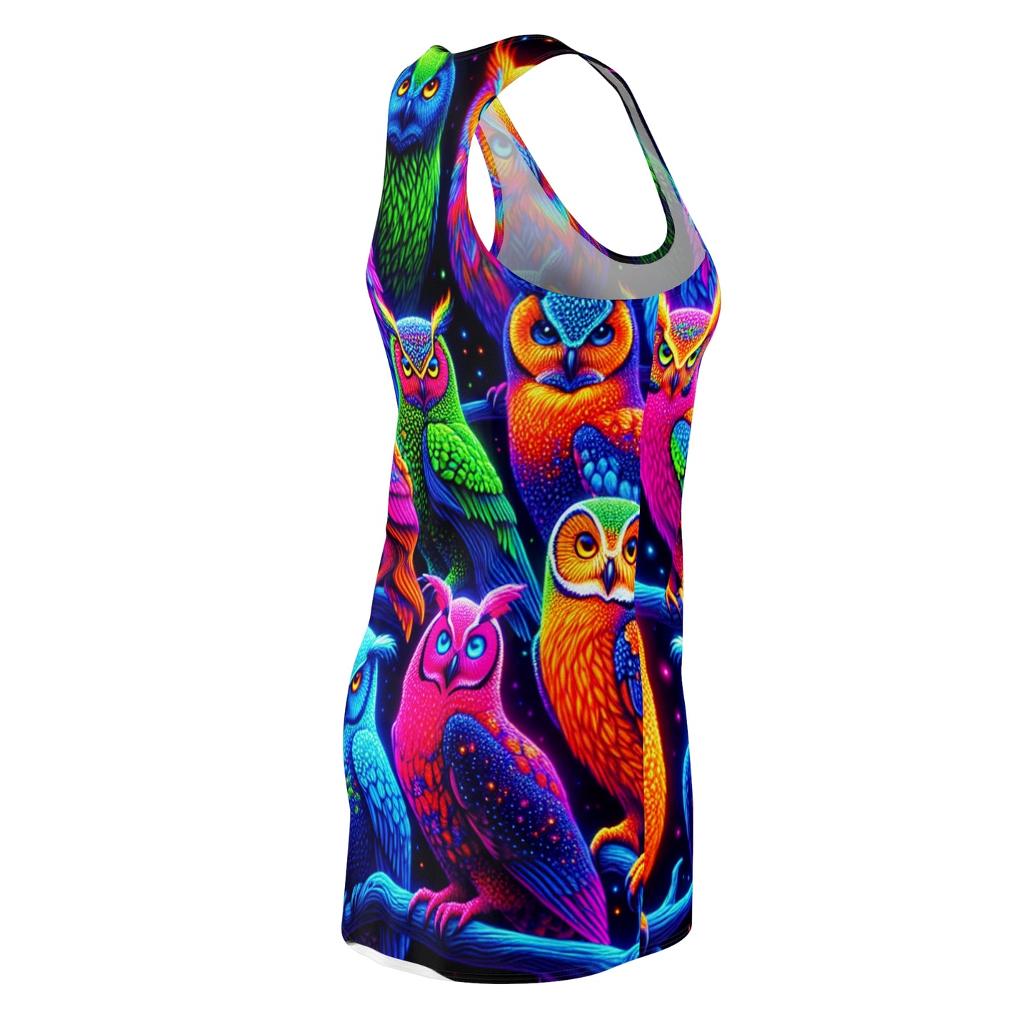 "Neon Nocturne" Neon Owls Racerback Dress