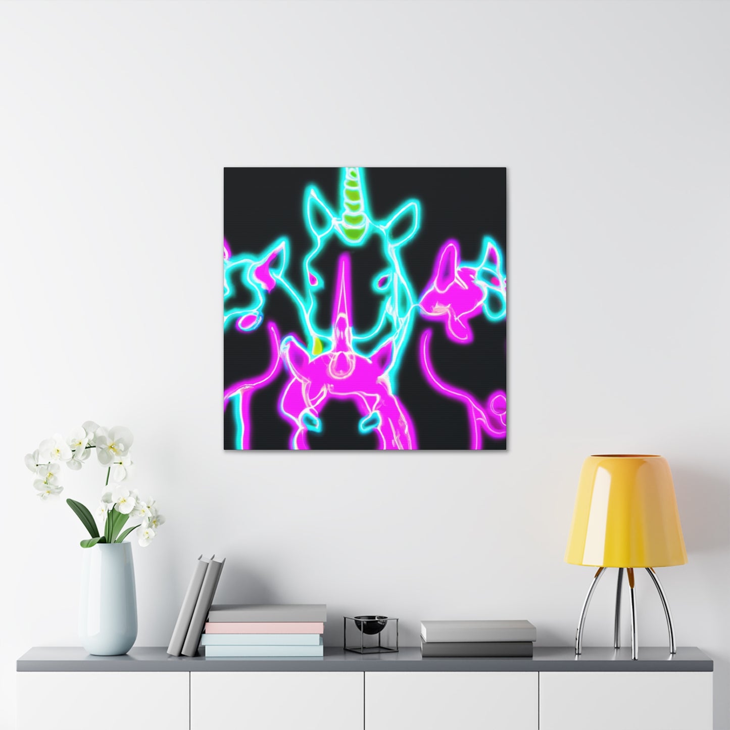 Neon Unicorns Galore! NEON Unicorns Art Canvas