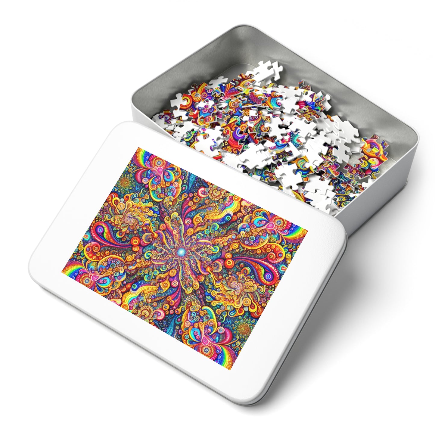 Neon Infinitude - Neon Trippy Infinity Patterns Puzzle 30, 110, 252, and 1000 Pieces