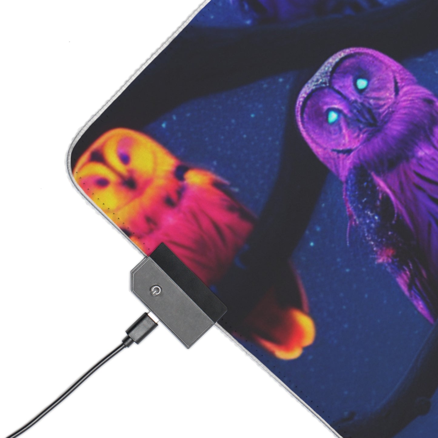 "Neon Nocturne" NEON Owls Art LED Mousepad