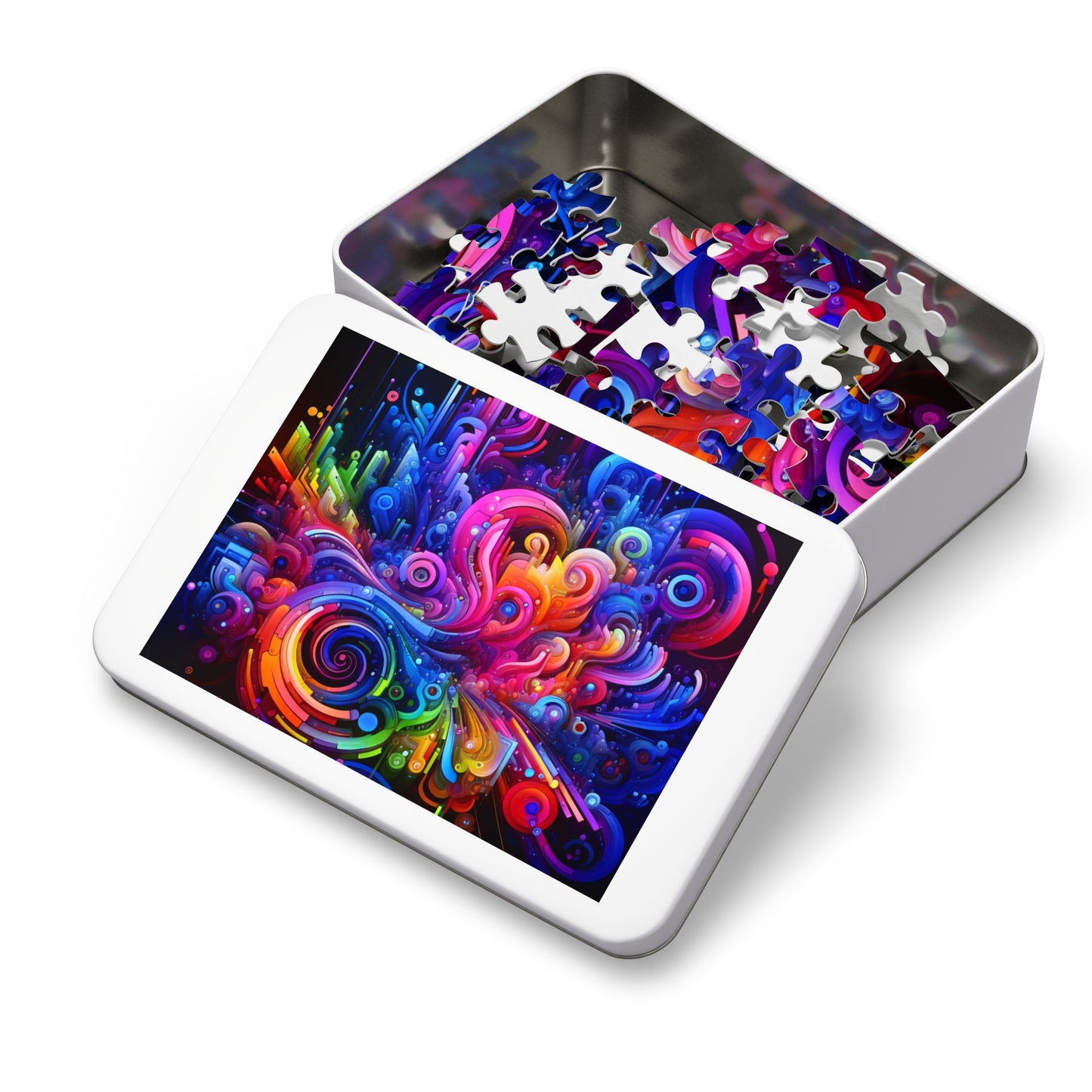 "Neon Flux" - Neon Trippy Infinity Patterns Puzzle 30, 110, 252, and 1000 Pieces