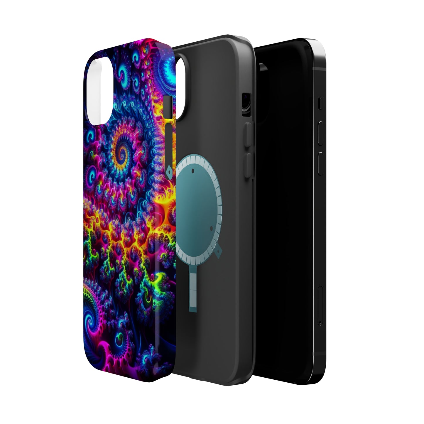 Twilight Infinyscape Neon Trippy Infinity Patterns Premium Art Magsafe Magnet Tough IPhone 13 14 15 Pro Plus Max and Mini in Matte and Glossy Phone cases