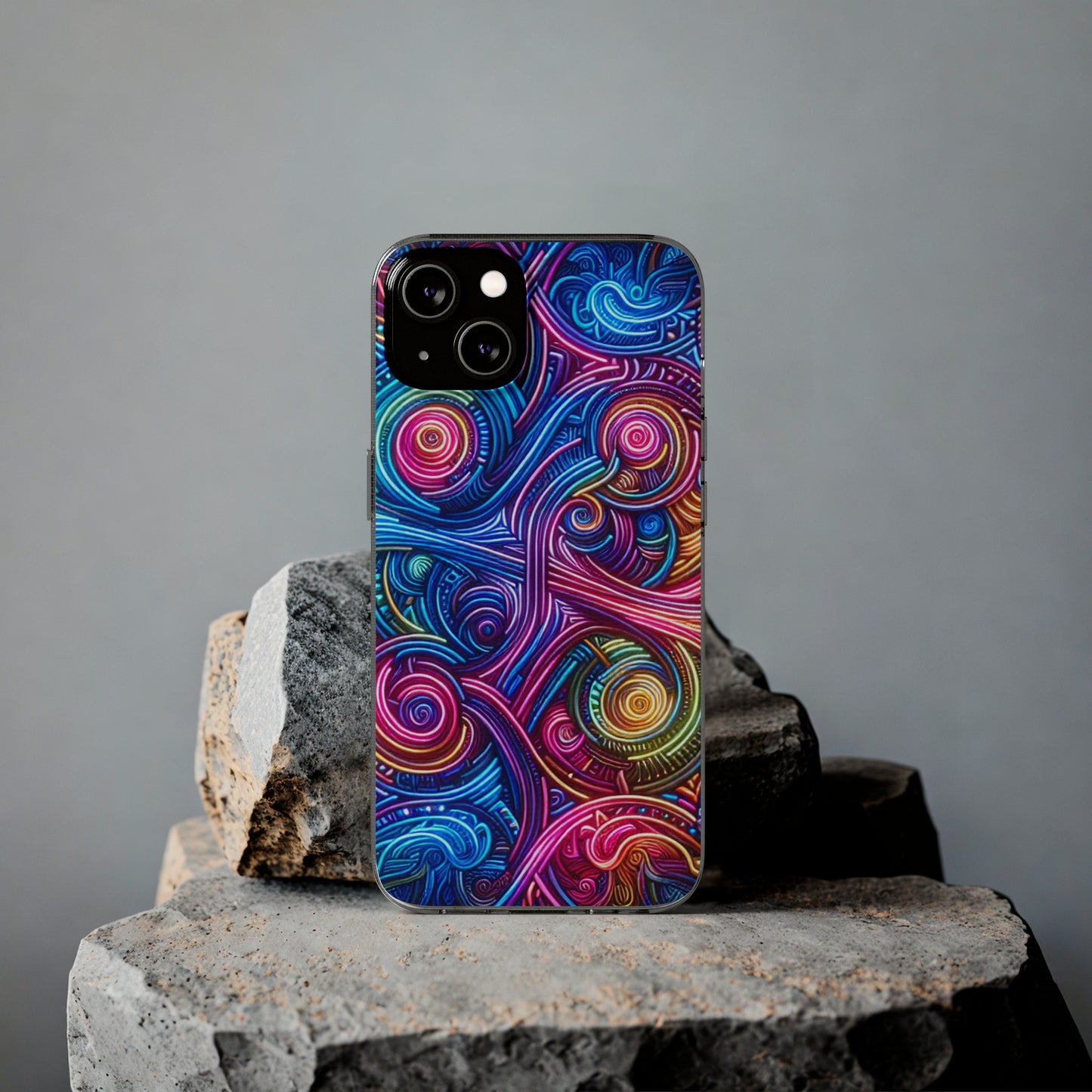 Vibrant Trippy Neon Infinity Ripples. Infinity Patterns Art Polycarbonate Phone Case Samsung Galaxy s21 s22 Google Pixel 6 Iphone 11 12 13 14 Pro Max Mini Plus
