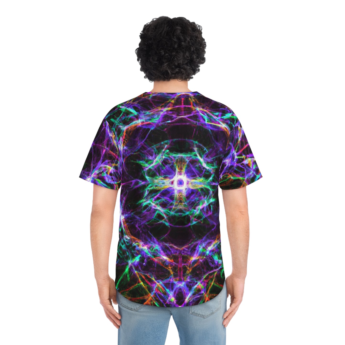 Vortex Horizons of Neon Splendor. Trippy Infinity Patterns Mens Jersey