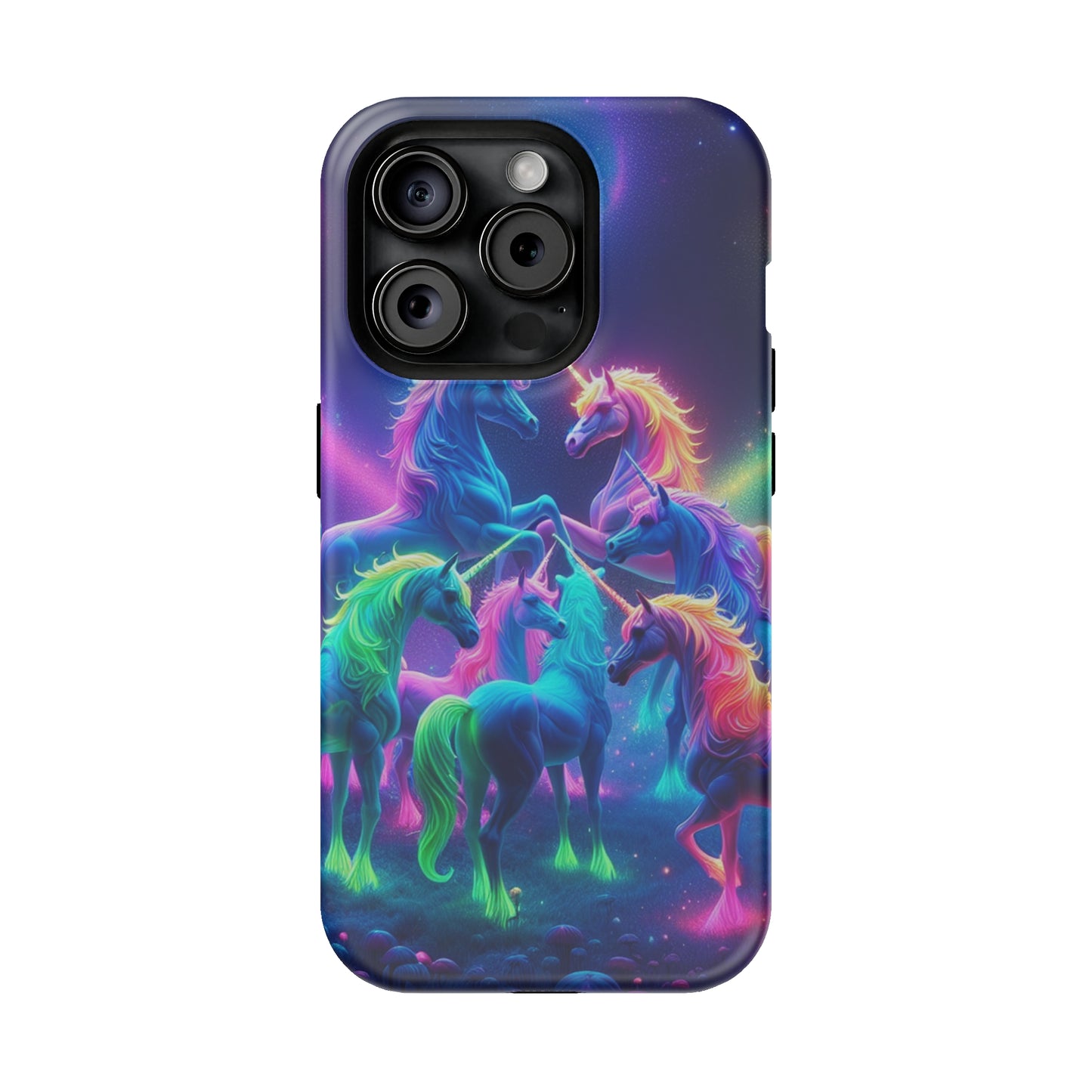 Neon Spectacle of Unicorns Neon Unicorns Premium Art Magsafe Magnet Tough IPhone 13 14 15 Pro Plus Max and Mini in Matte and Glossy Phone cases