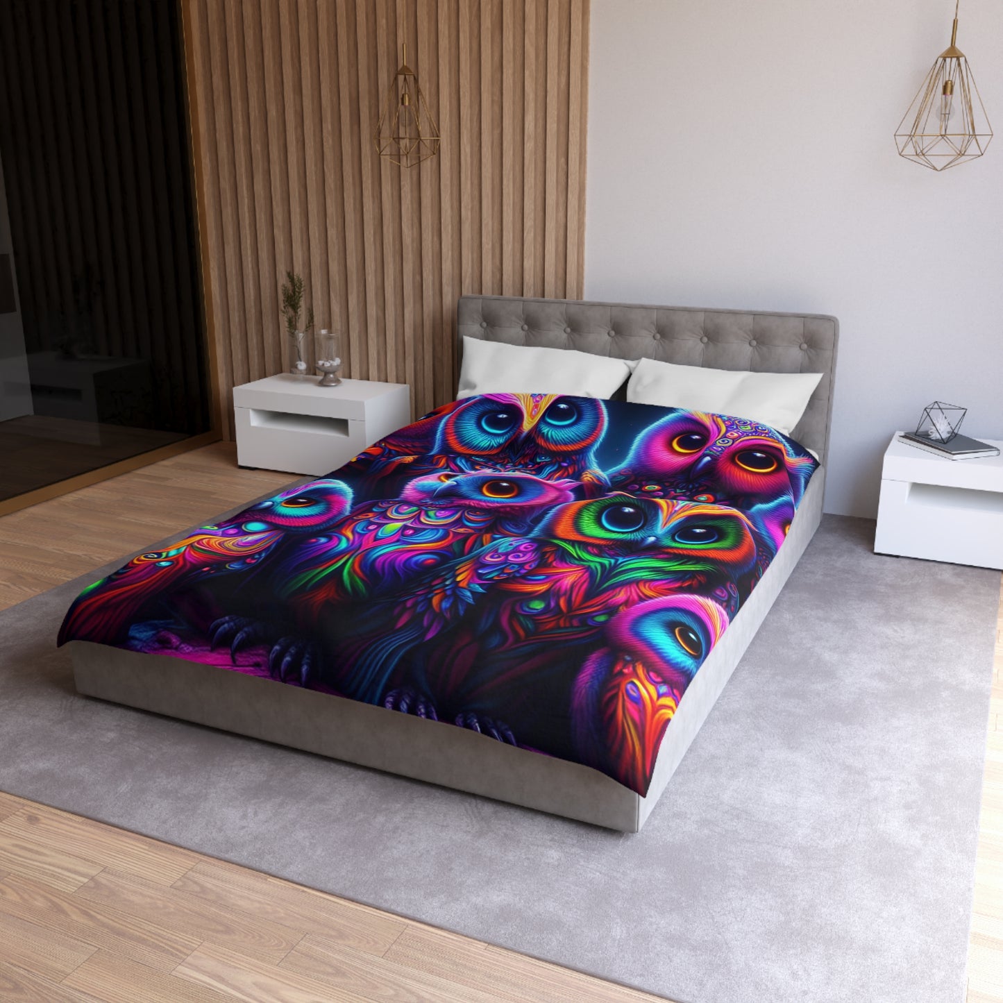 Giovanni di Saraco - NEON Owls Microfiber Duvet Cover