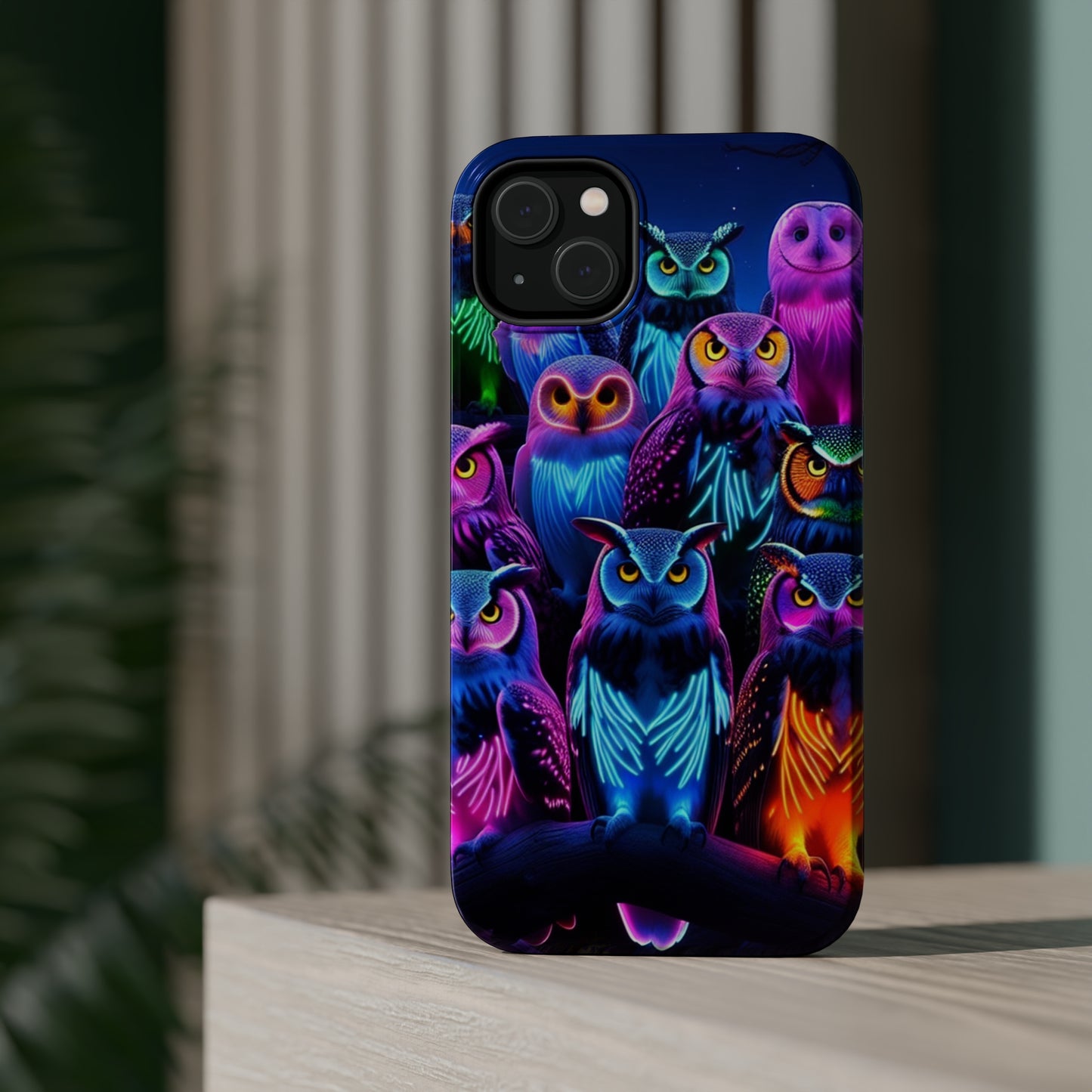 Neon Nocturne Owls. Neon Owls Premium Art Magsafe Magnet Tough IPhone 13 14 15 Pro Plus Max and Mini in Matte and Glossy Phone cases