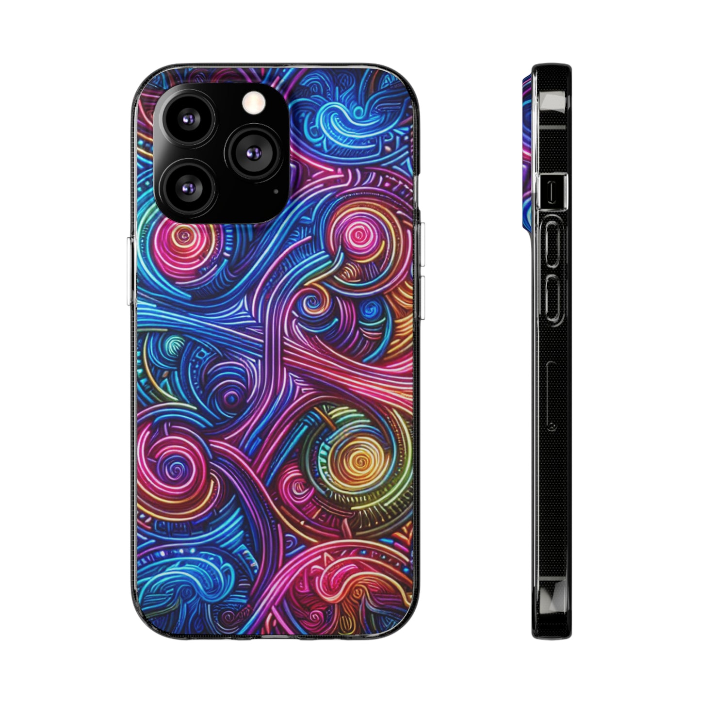 Vibrant Trippy Neon Infinity Ripples. Infinity Patterns Art Polycarbonate Phone Case Samsung Galaxy s21 s22 Google Pixel 6 Iphone 11 12 13 14 Pro Max Mini Plus