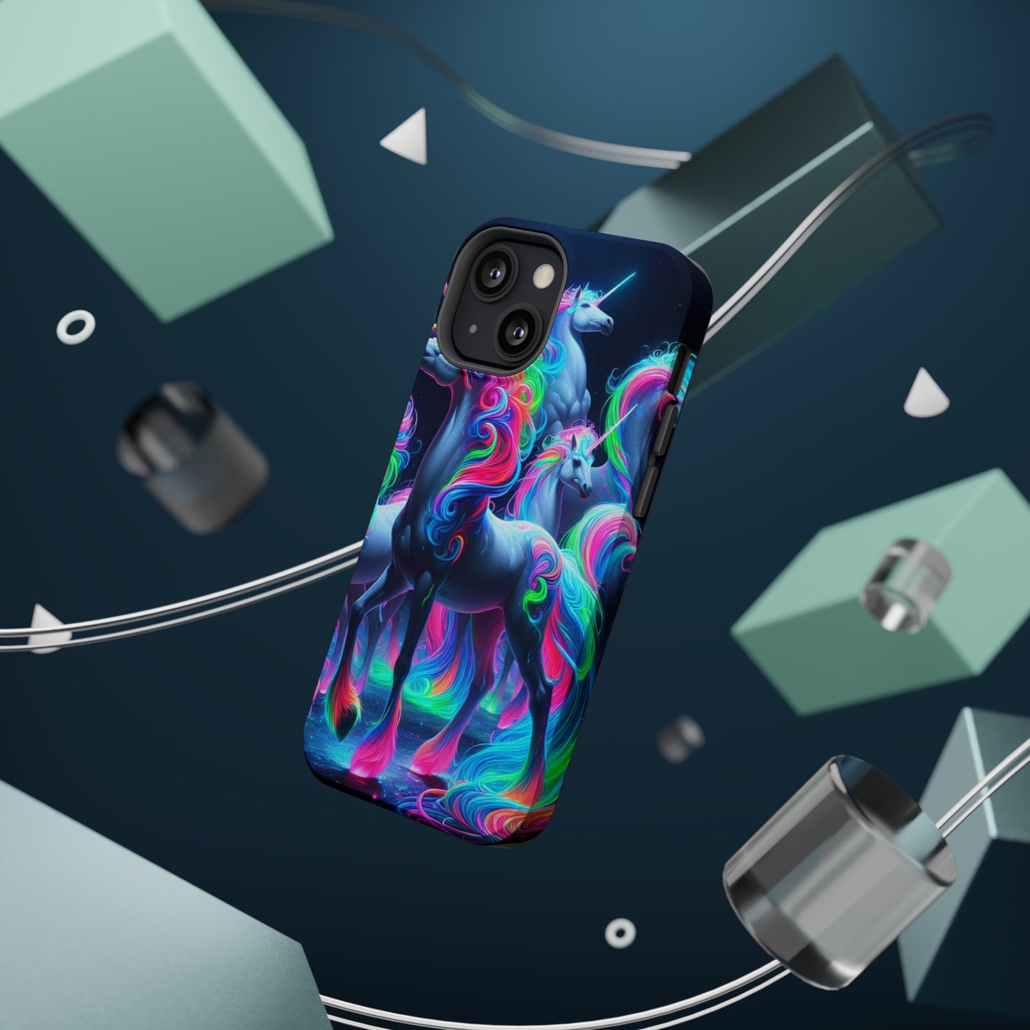 Neon Unicorn Prism. Neon Unicorns Premium Art Magsafe Magnet Tough IPhone 13 14 15 Pro Plus Max and Mini in Matte and Glossy Phone cases