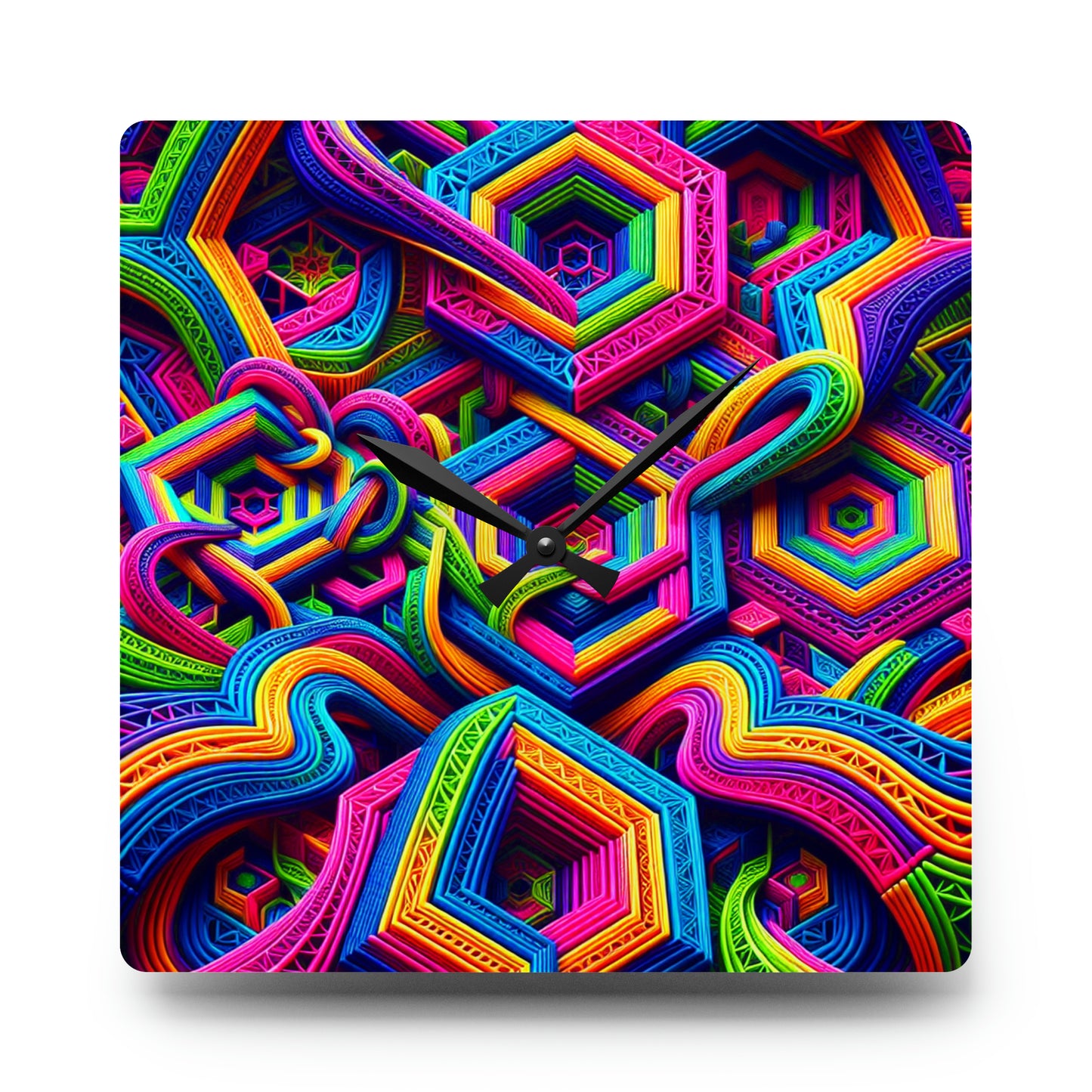 Neon Infinity Splatter Infinity Patterns Art Acrylic Clock