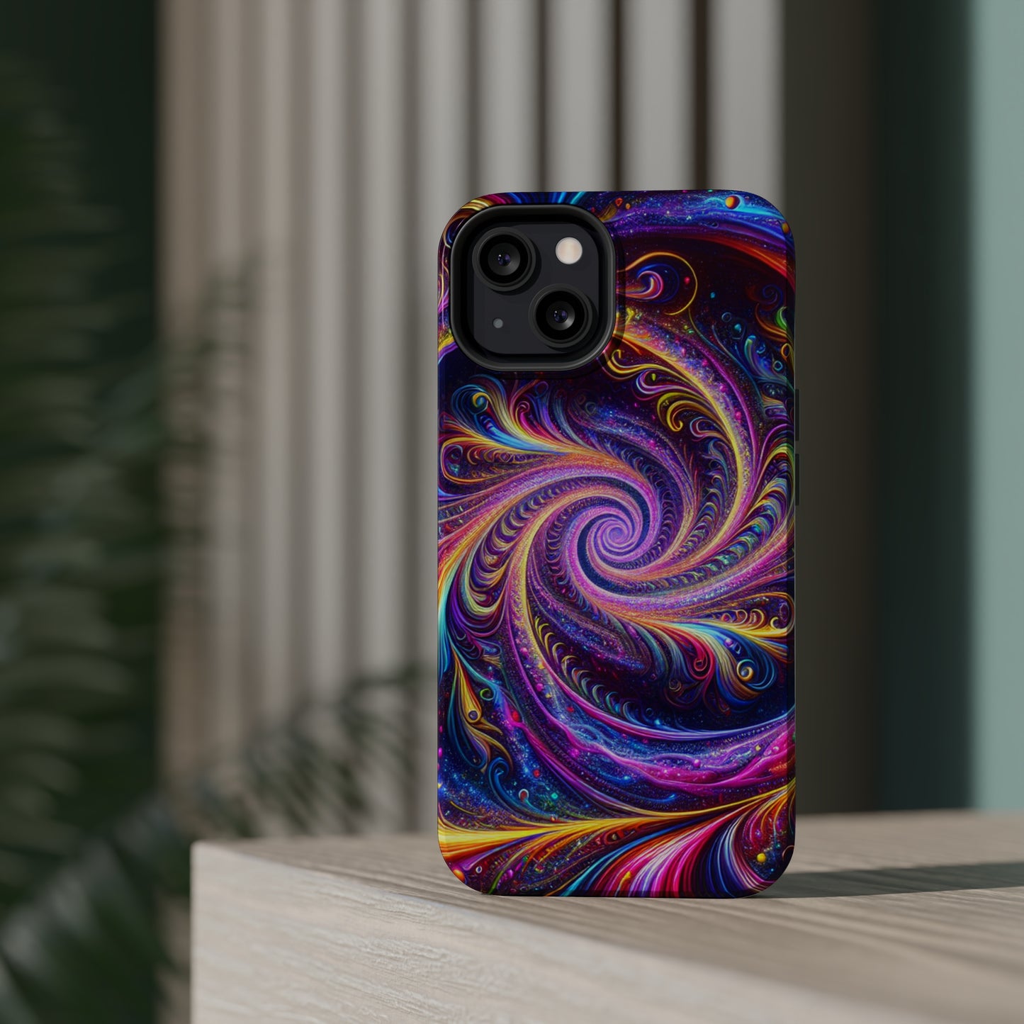 Vivid Psychedelic Cosmic Euphoria. Neon Trippy Infinity Patterns Premium Art Magsafe Magnet Tough IPhone 13 14 15 Pro Plus Max and Mini in Matte and Glossy Phone cases