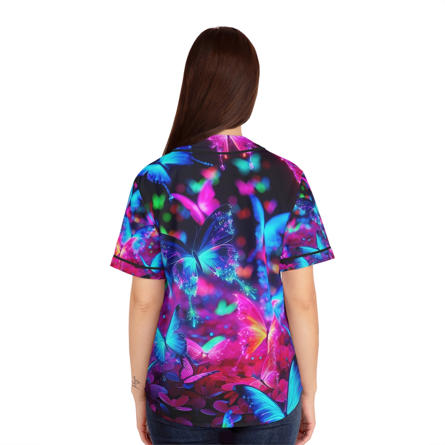 Electric Butterfly Dreamscape Neon Butterflies Womans Jersey